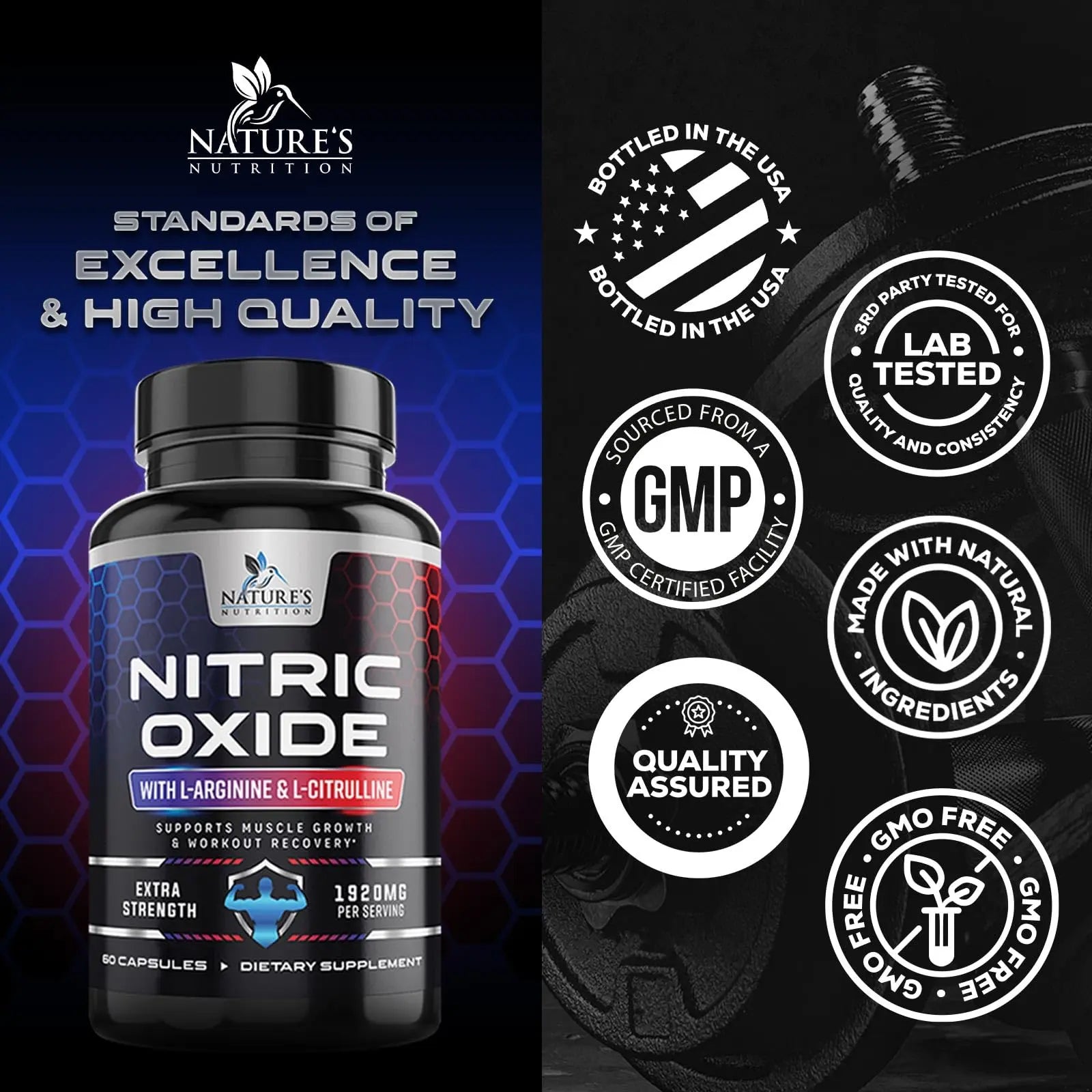 Extra Strength Nitric Oxide Supplement L Arginine 3X Strength - Citrulline Malate, AAKG Nature's Nutrition Au supplements