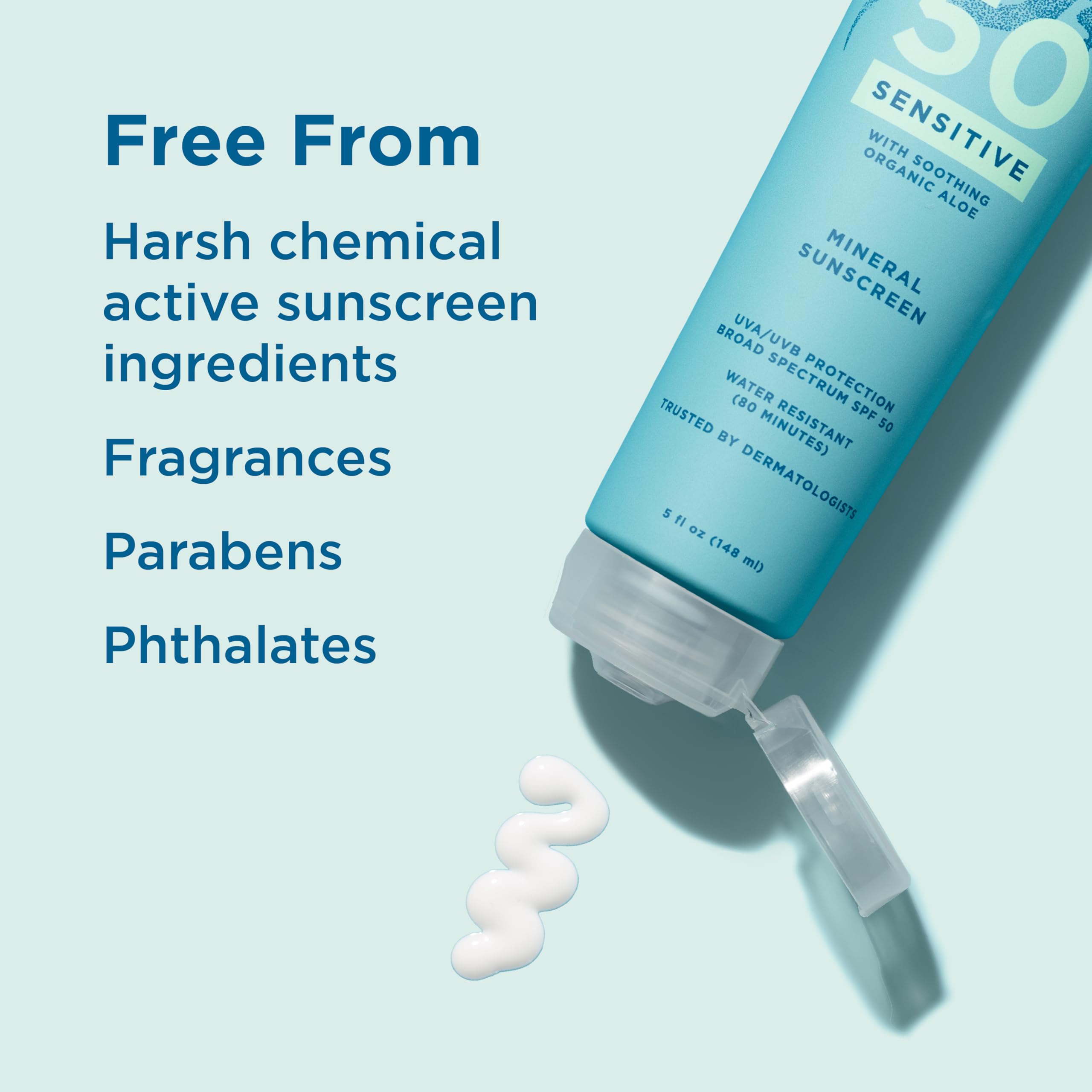 Blue Lizard Sensitive Mineral SPF 50 Sunscreen Lotion, 100% Mineral Sunscreen, UVA/UVB Protection