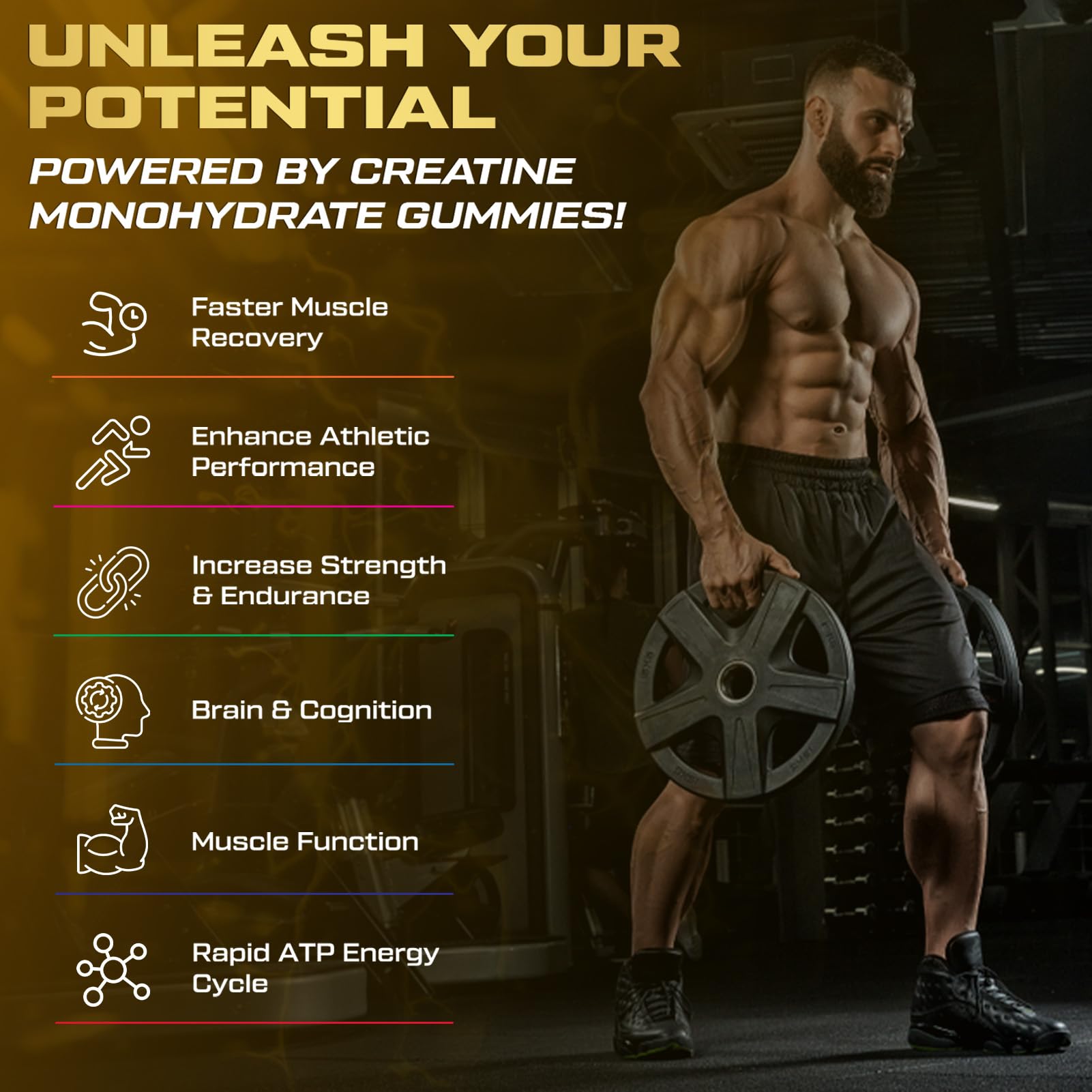 ZyterX Creatine Monohydrate Gummies for Men & Women, 9000MG Creatine Gummies Sugar Free with L-Taurine, BCAA 2:1, B12 B6 for Boost Strength, Focus & Endurance,