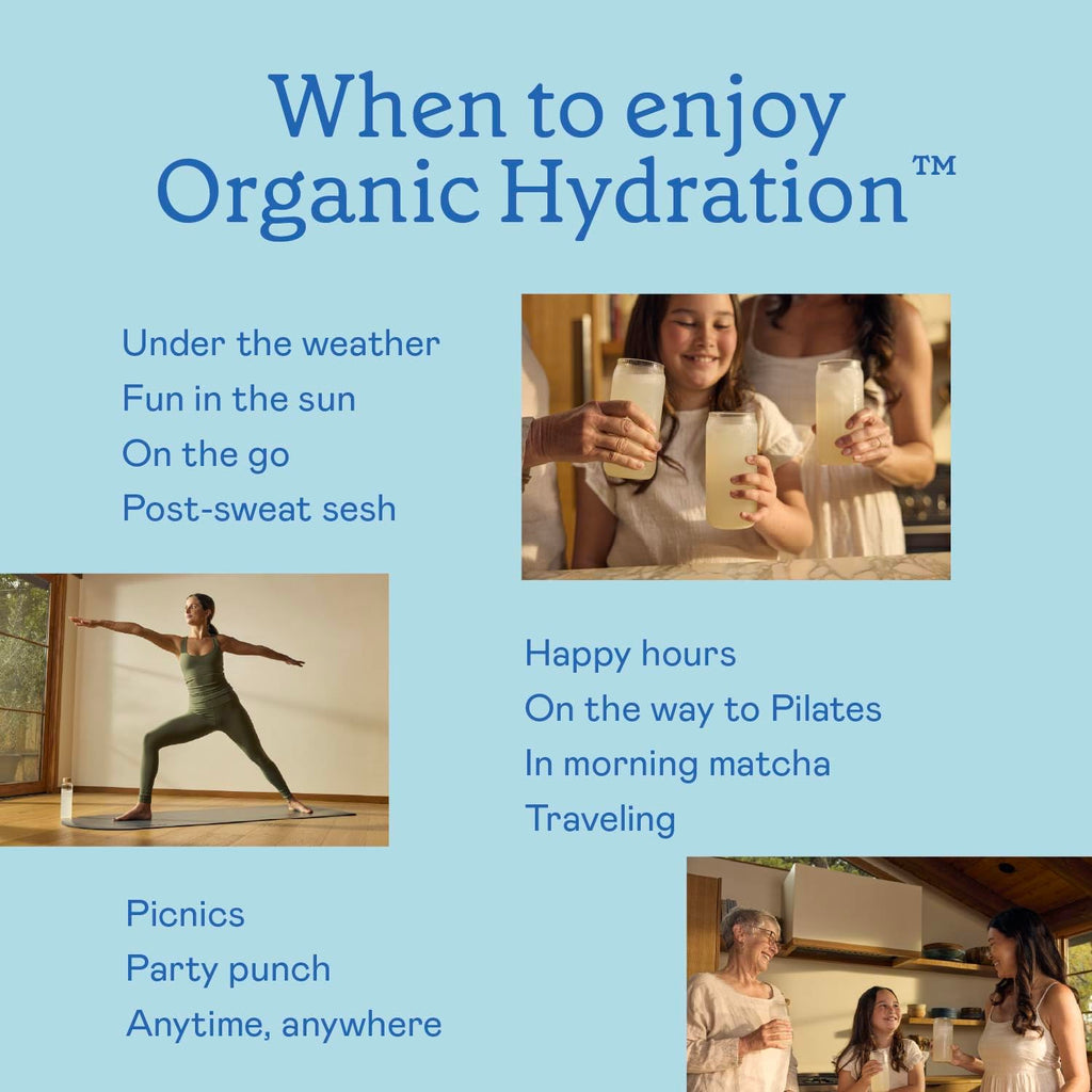 GOODONYA Organic Hydration Electrolyte Drink Mix, Certified Organic Hydration Powder, Non-GMO, Biochecked Glyphosate Free, Low Sugar, Lemonade Flavor, No Artificial Flavors,12 Stick Packs