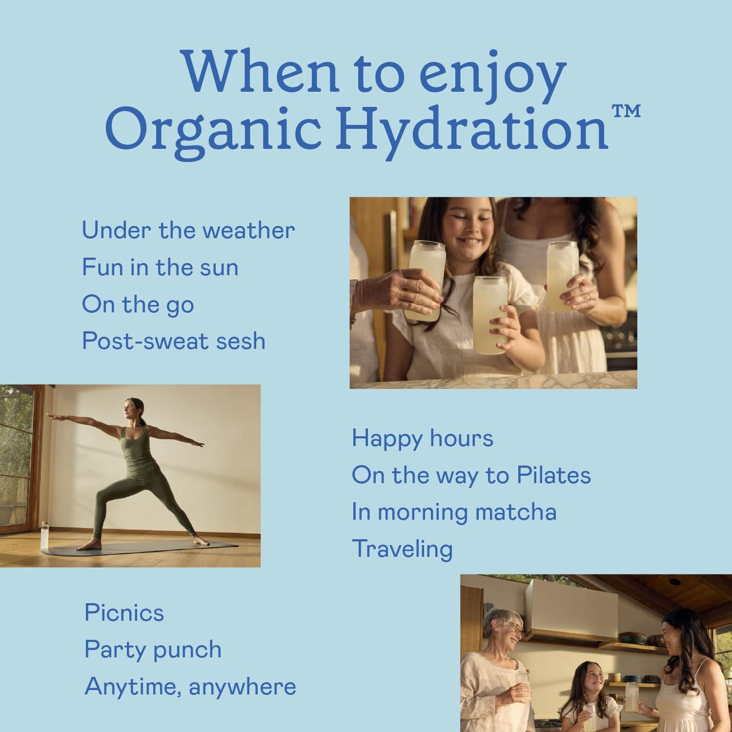 GOODONYA Organic Hydration Electrolyte Drink Mix, Certified Organic Hydration Powder, Non-GMO, Biochecked Glyphosate Free, Low Sugar, Lemonade Flavor,