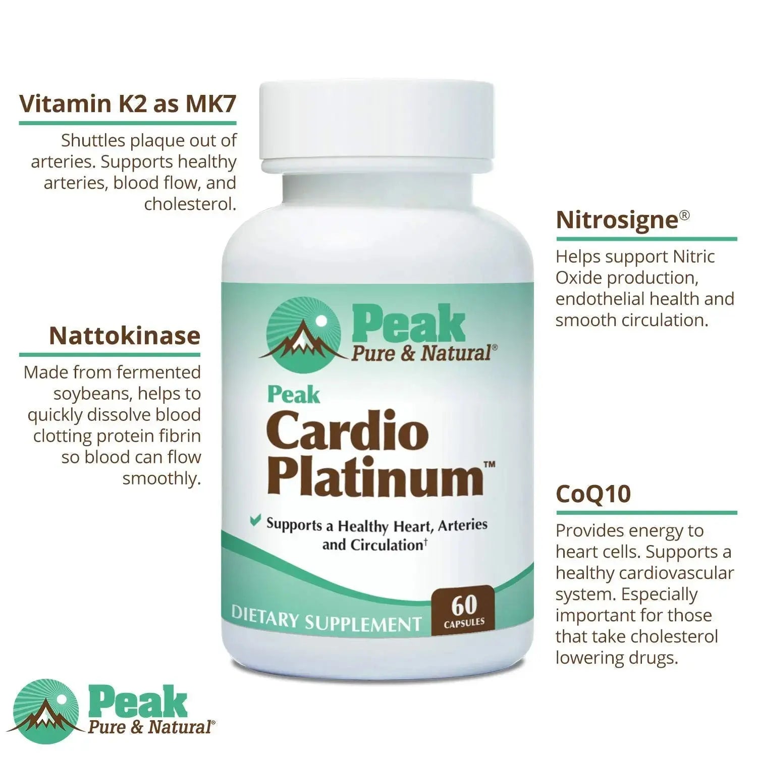 Peak Pure & Natural Peak Cardio Platinum 180 Capsules Peak Pure & Natural Au supplements