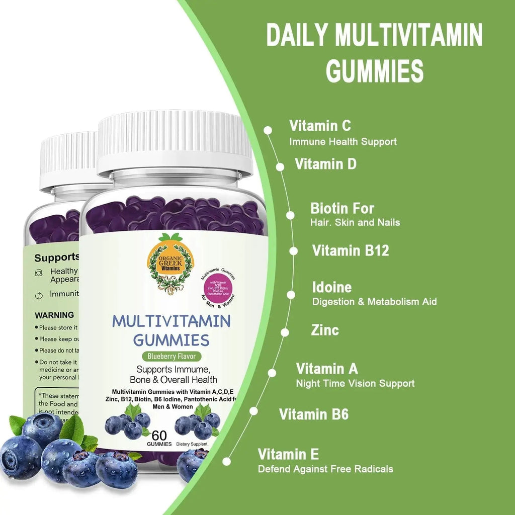 Organic Greek® Multivitamin Gummies with Vitamin A, C, D, E, Zinc, B12, Biotin, B6, Iodine, Pantothenic Acid for Men & Women Organic Greek Au supplements