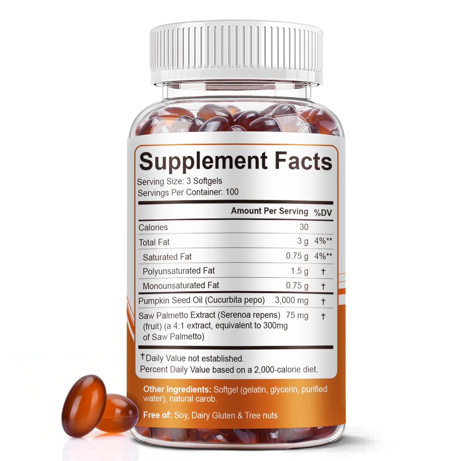 Pumpkin Seed Oil with Saw Palmetto Capsules, 3000mg/serving, 300/600 Softgels | Cold Pressed, Pure Virgin Oil, Essential Fatty Acids & Phytosterols | Supports Hair, Urinary