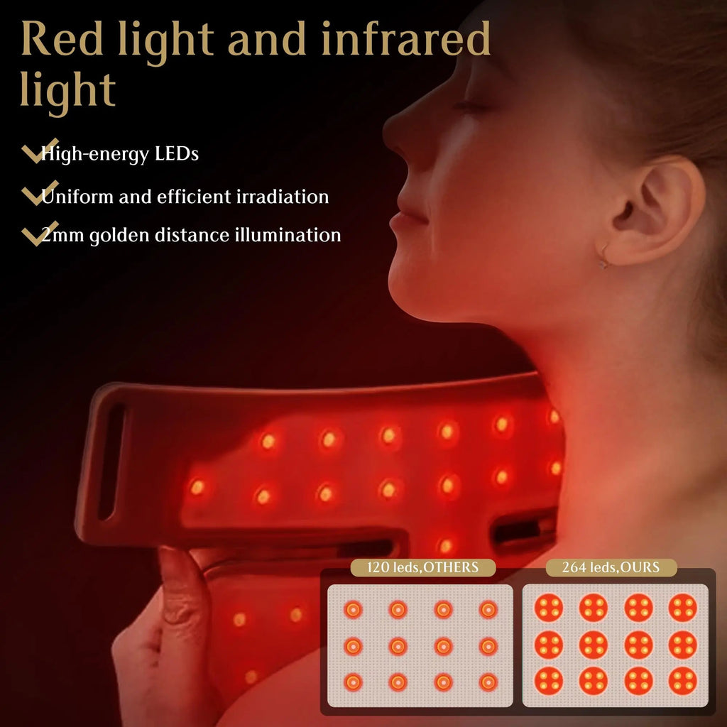 Upgraded Red Light Therapy Mask for Neck & Décolleté, 850 nm Wireless Infrared Light Therapy Suitable BUBLOC Au supplements