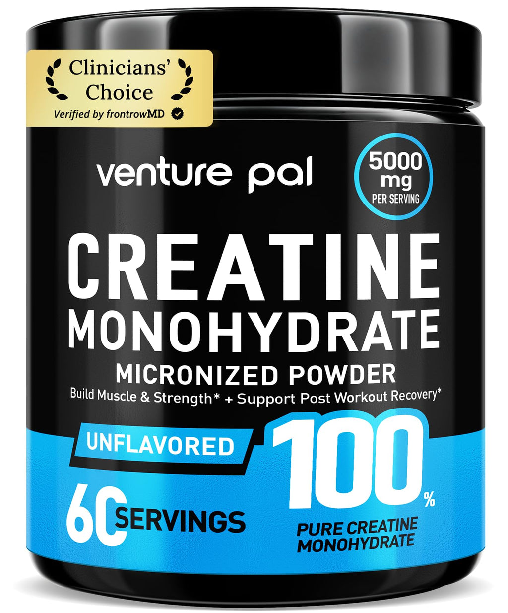 Venture Pal 100% Pure Micronized Creatine Monohydrate Powder, Unflavored Creatine for Women & Men, Vegan, Keto, Gluten Free, 5 g (5000mg) per Serving