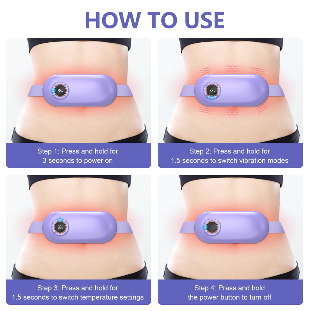 Heating Pad for Period Cramps, 3 Heat Levels and 3 Massage Modes, Portable Heating Pad for Menstrual Cramps Relief, Electric Heat Belt, Christmas Gifts for Women and Girl Stocking Stuffers(Purple) SZO Au supplements