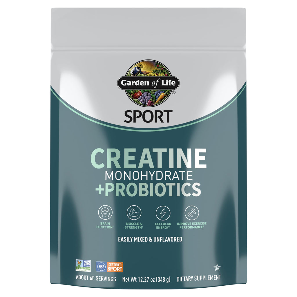 Creatine Monohydrate Powder for Women and Men by Garden of Life, Micronized Pre Workout with Probiotics for Muscle, Strength, Performance, Sport Amino Energy,