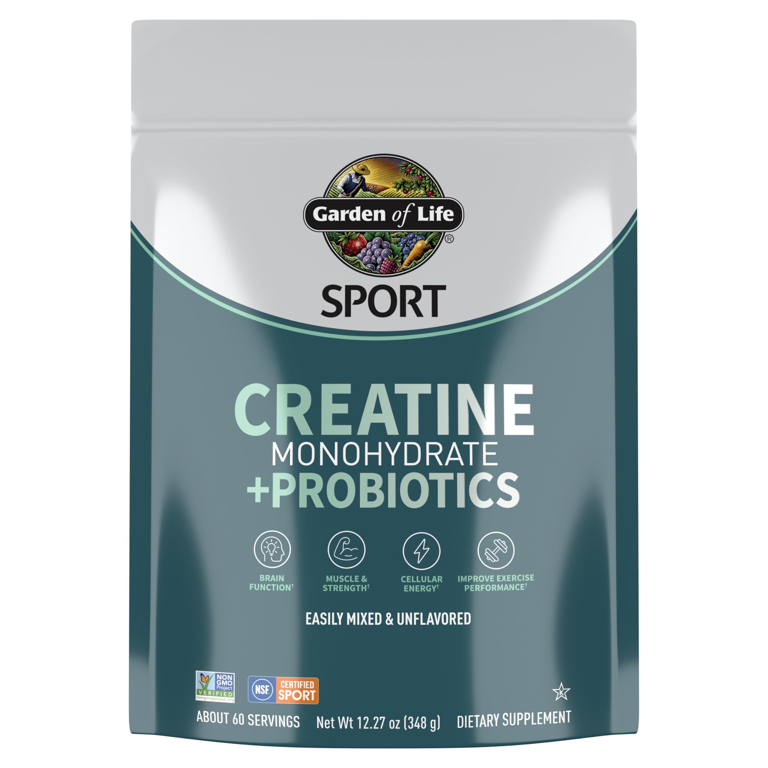 Creatine Monohydrate Powder for Women and Men by Garden of Life, Micronized Pre Workout with Probiotics for Muscle, Strength, Performance, Sport Amino Energy,