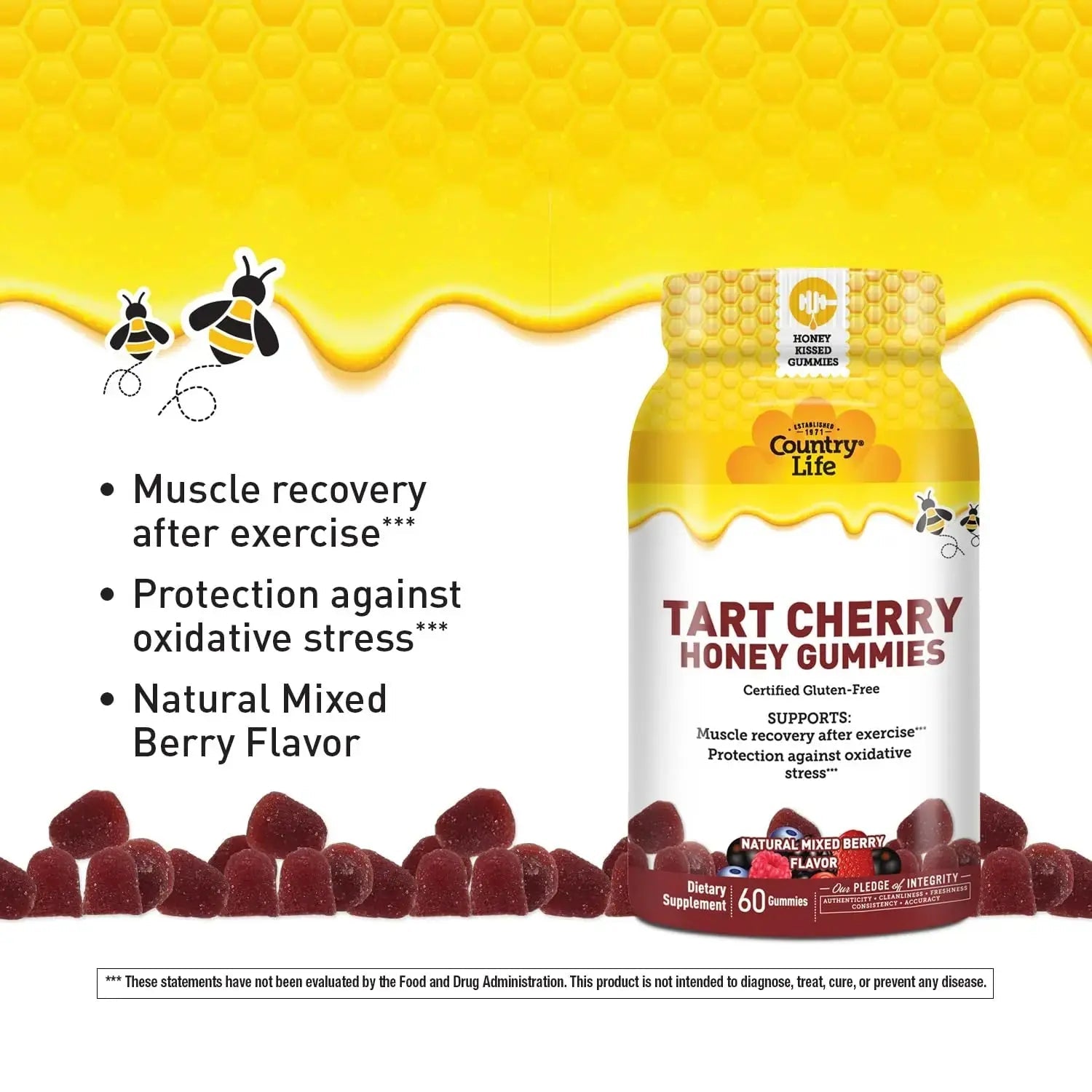 Country Life® Tart Cherry & Adult Multivitamin Honey Gummies - Bundle - Non-GMO - Certified Gluten Free Country Life Au supplements