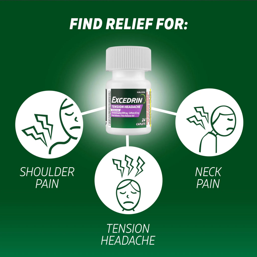Excedrin Tension Headache Relief Caplets Without Aspirin for Head, Neck and Shoulder Pain Relief - 100 Count Excedrin Au supplements