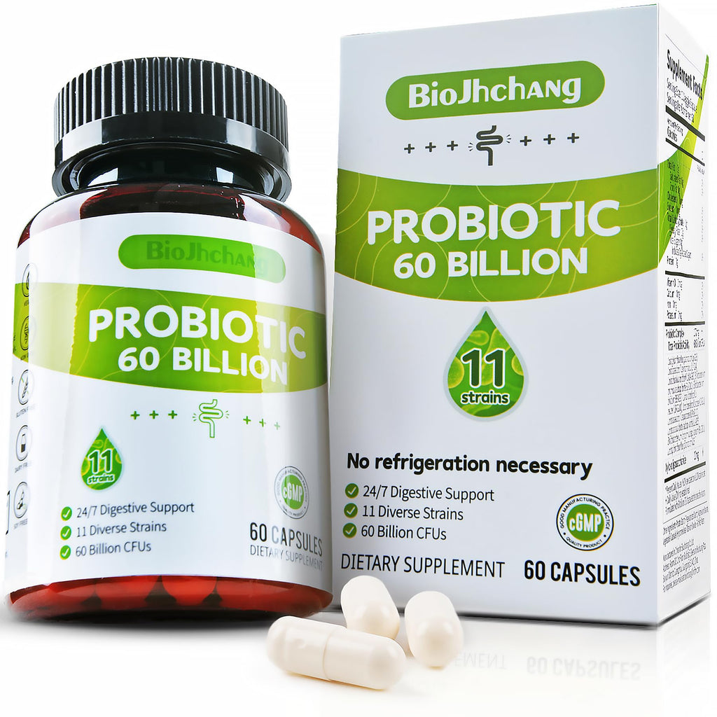 BioJhchang Probiotics Supplements 60 Billion CFUs 11 Diverse Strains Natural Prebiotics for Immune, Digestive Gut Health Supports Occasional Constipation Diarrhea Gas Bloating for Women & Men BioJhchang Au supplements