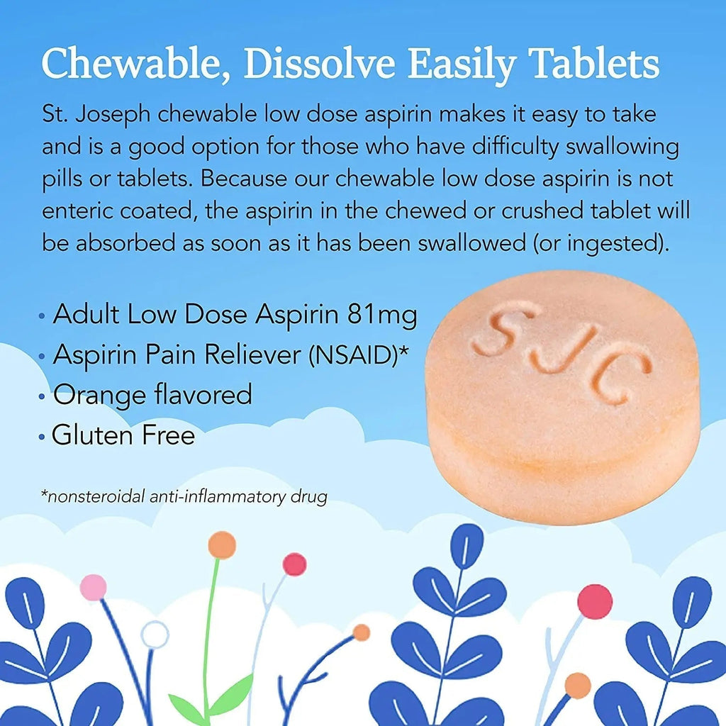 St. Joseph St. Joseph Aspirin Chewable Orange, Orange 36 tabs 81 mg(Pack of 3) St. Joseph Au supplements