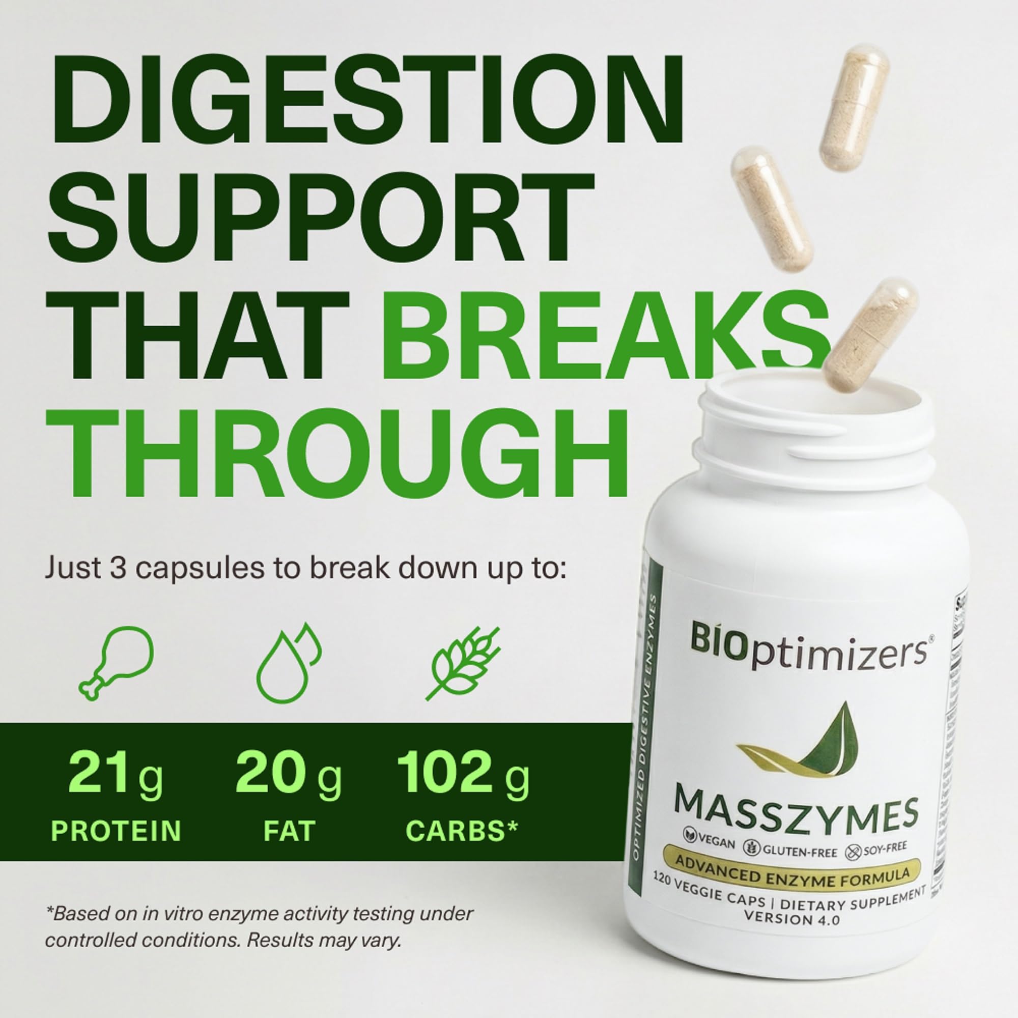 BIOptimizers MassZymes - Complete Digestive Enzymes Supplement for Gut Health - Bloating Relief for Men and Women