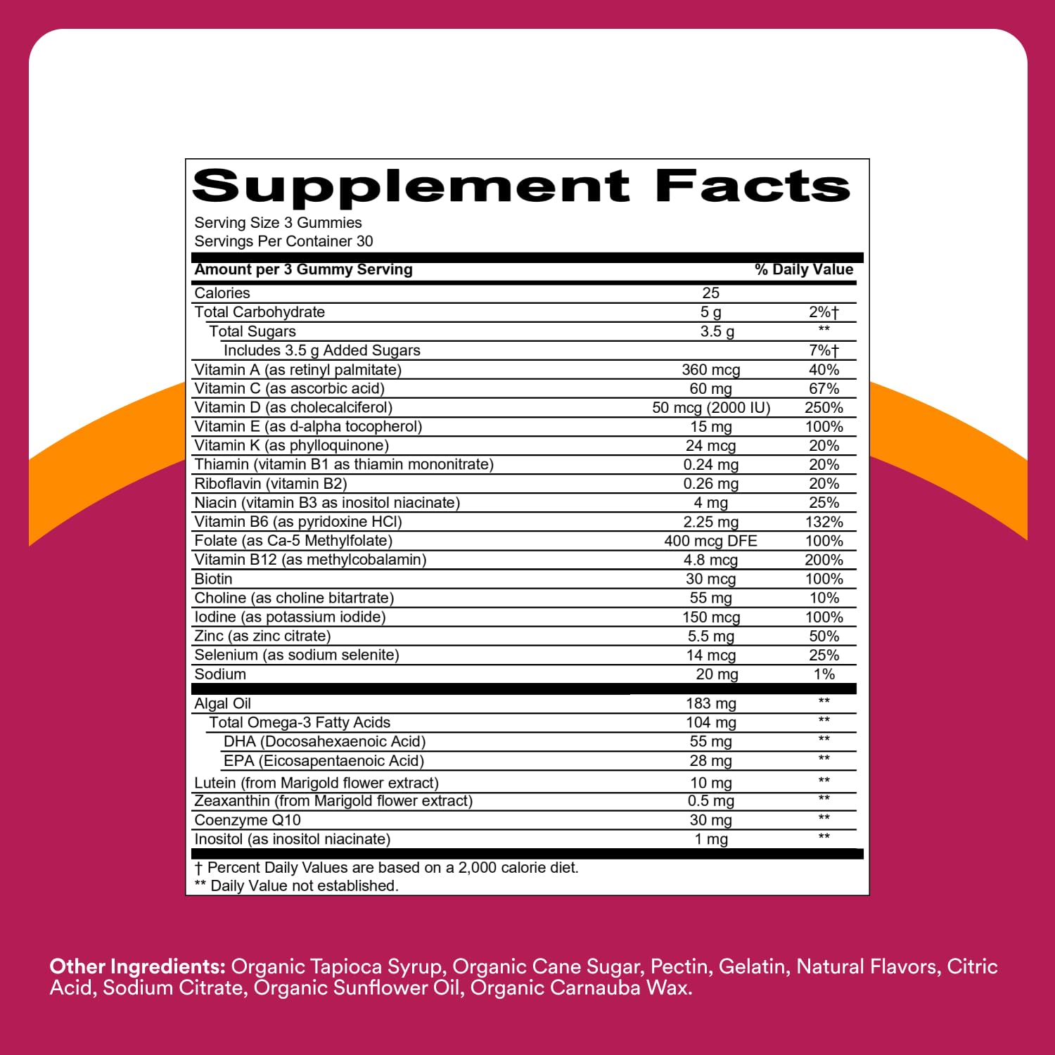SmartyPants Multivitamin Gummy for Women 50 and Over, Omega 3 (DHA/EPA), Methylfolate, CoQ10, Vitamin D3, C, Vitamin B12, B6, A, K, Biotin