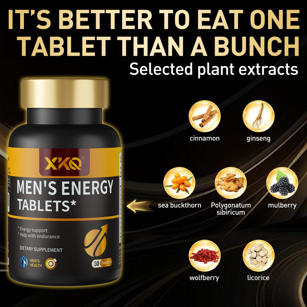 XKQ Men’s Vitality Support Supplement – Daily Energy & Performance Formula for Adult Men | Supports Circulation, Stamina & Confidence | Herbal & Amino Blend | 30 Tablets | 3rd Party Tested XKQ Au supplements
