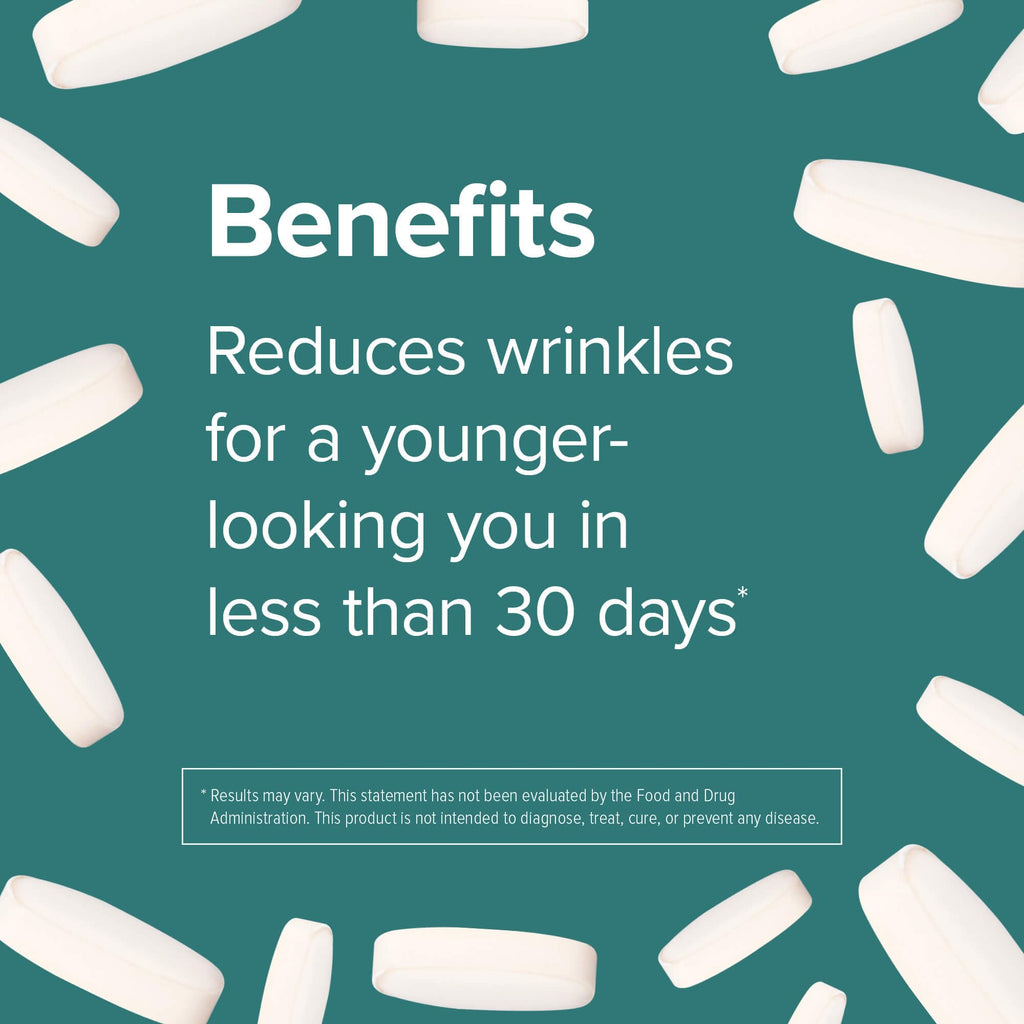 Webber Naturals Collagen 30 Anti-Wrinkle, 2,500mg of Bioactive Collagen Peptides Per Serving (3 Tablets), 180 Tablets, Helps Reduce Deep Wrinkles