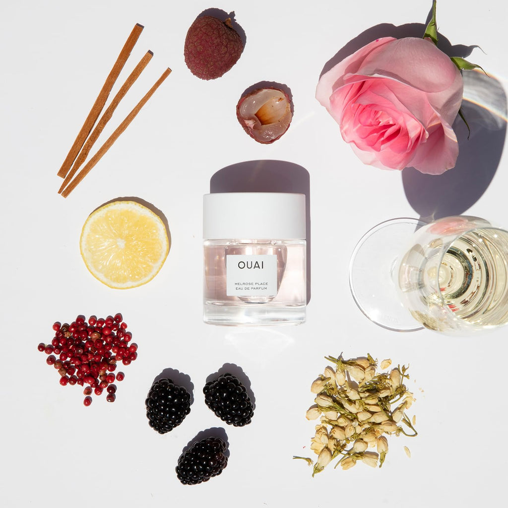 OUAI Melrose Place Eau de Parfum - Elegant Womens Perfume for Everyday Wear - Fresh Floral Scent has Notes of Champagne, Bergamot and Rose with Delicate Hints of Cedarwood and Lychee (1.7 Oz) OUAI Au supplements