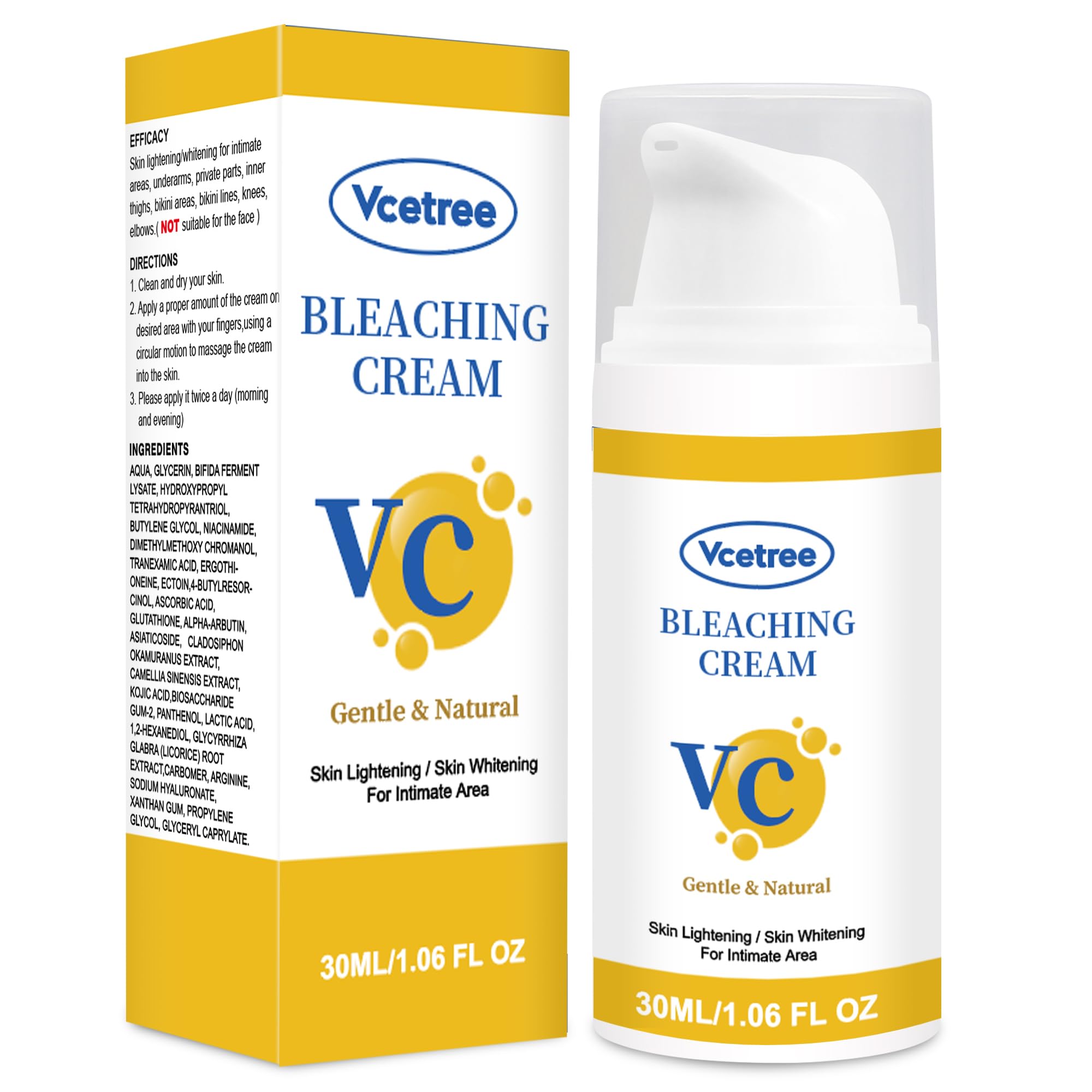 Vcetree Skin Bleaching Cream Skin Lightening for Body Intimate Areas, Private Parts, Underarm, Knees, Elbows, Inner Thigh, Bikini Area