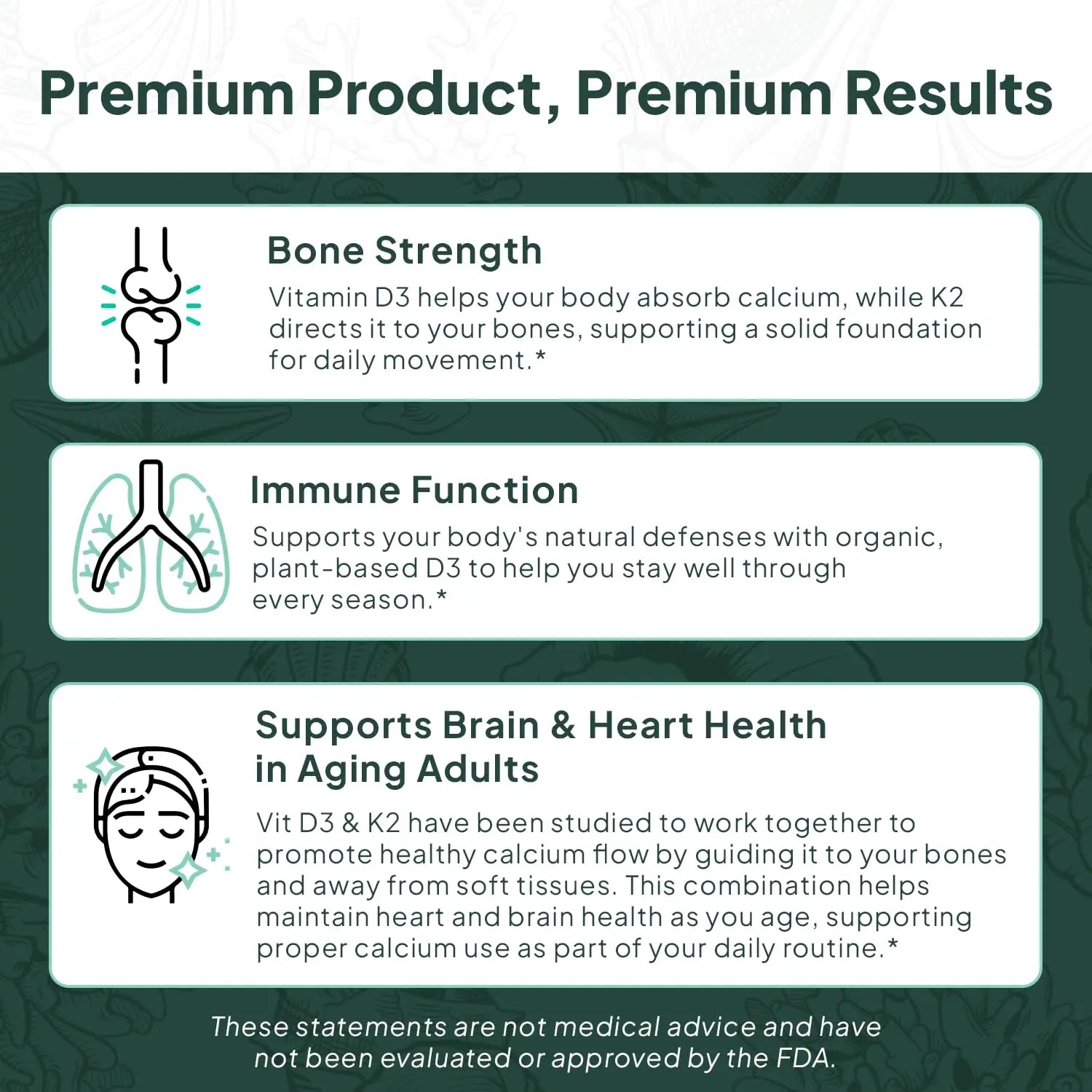 Organics Ocean Better D3 + K2-100% Organic VIT D3 and K2 Supplements with Maximum Bioavailability - Supports Bone Density, Calcium Balance Organics Ocean Au supplements