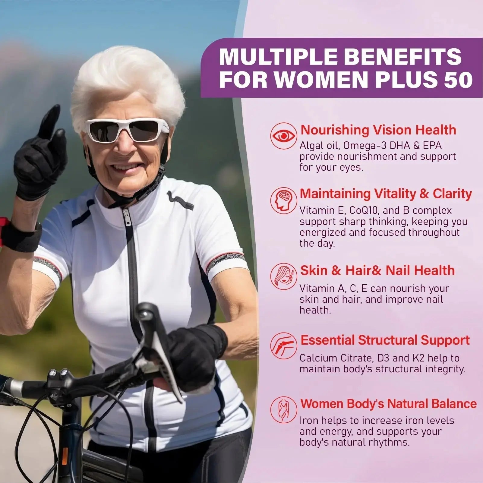 Multivitamin Gummies for Women 50 Plus - with Omega 3, Coenzyme Q10, Iron, Calcium, Zinc, Vitamin A, C, D3, E, K2, B Complex, Folate Tcemundry Au supplements
