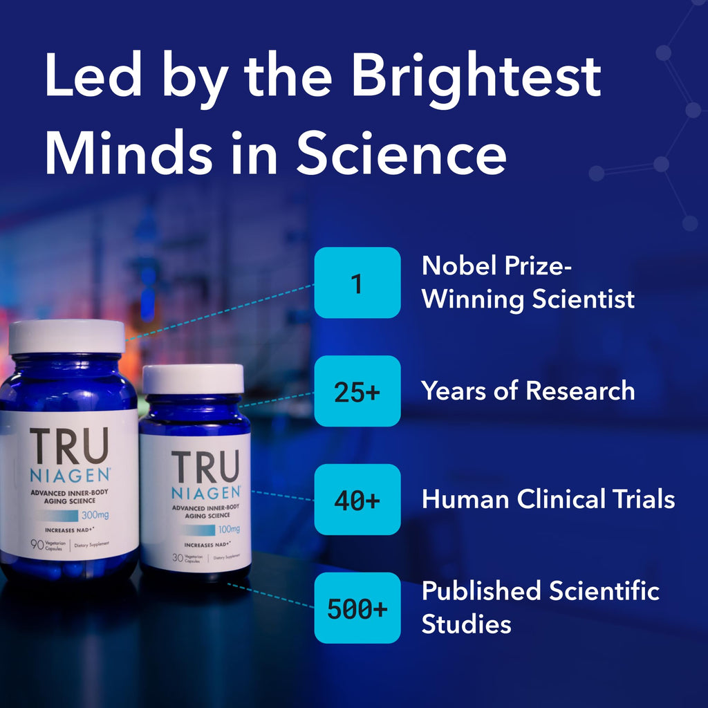 TRU NIAGEN Patented NAD Supplement for Brain Function, Anti Aging & Cell Regeneration, 300mg Niagen, 30 Servings | Supports Cellular Energy, Muscle