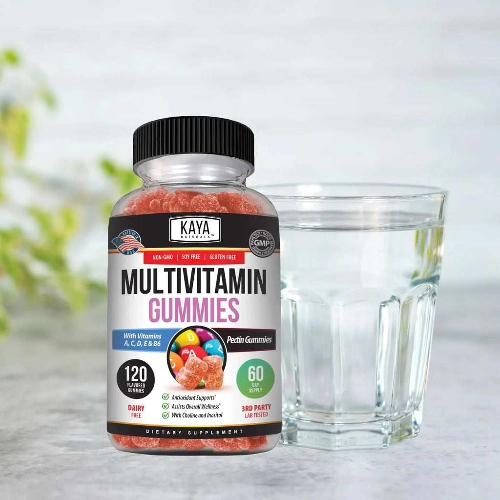 Kaya Naturals Adult Multi Vitamin Gummy, 120 Count, Biotin, Vitamin A, B-12, C & E, Including Zinc, Folic Acid, Strawberry Flavor (120 Gummies) Kaya Naturals Au supplements