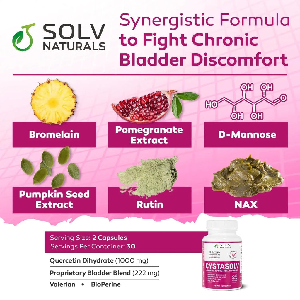 SOLV NATURALS CYSTASOLV Bladder & Pelvic Discomfort Formula - Enjoy Less Urgency & Flares* with Daily IC/BPS UTI Support – Premium Bladder & Urinary Support for Women & Men - 60 Vegan Capsules SOLV NATURALS Au supplements