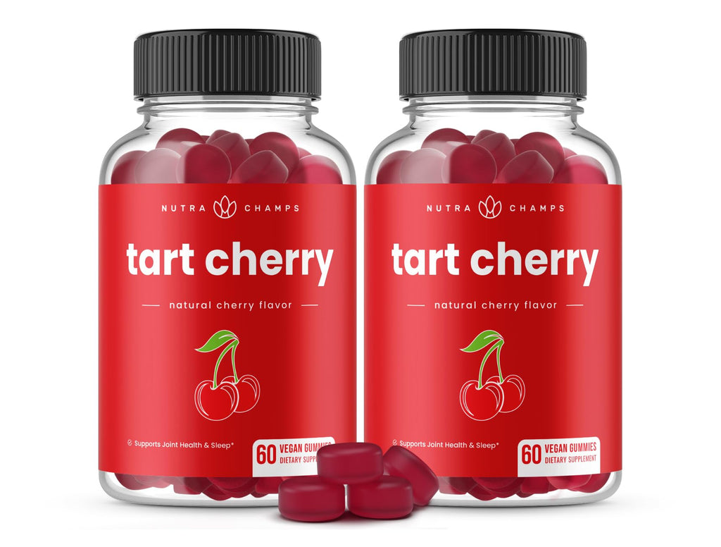 NutraChamps Tart Cherry Gummies - Tart Cherry Extract with Celery Seed - 60 Vegan Gummies (2-Pack)