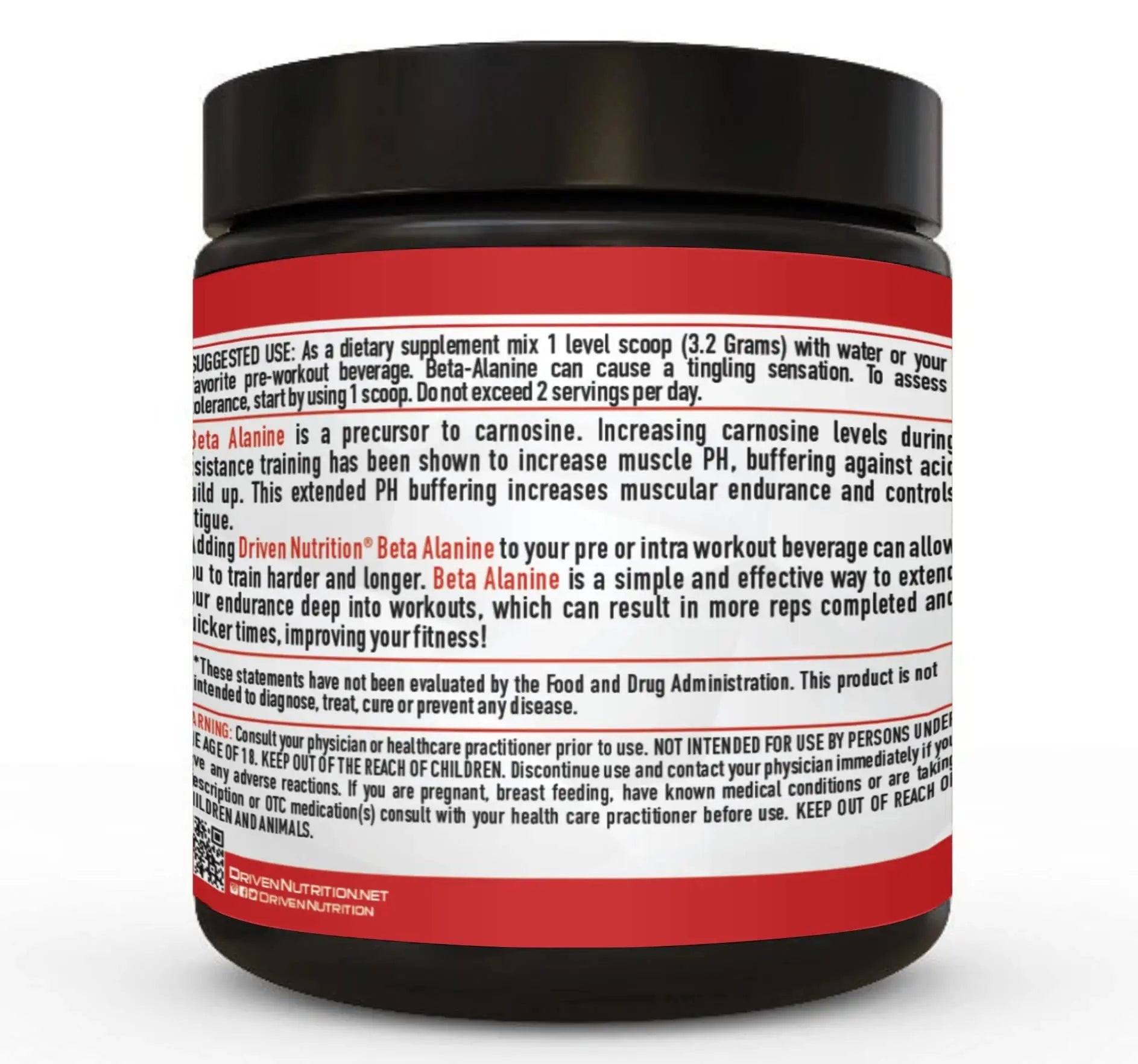 Driven Nutrition Beta Alanine, Unflavored - Preworkout Carnosine Booster for Physical Driven Nutrition Au supplements