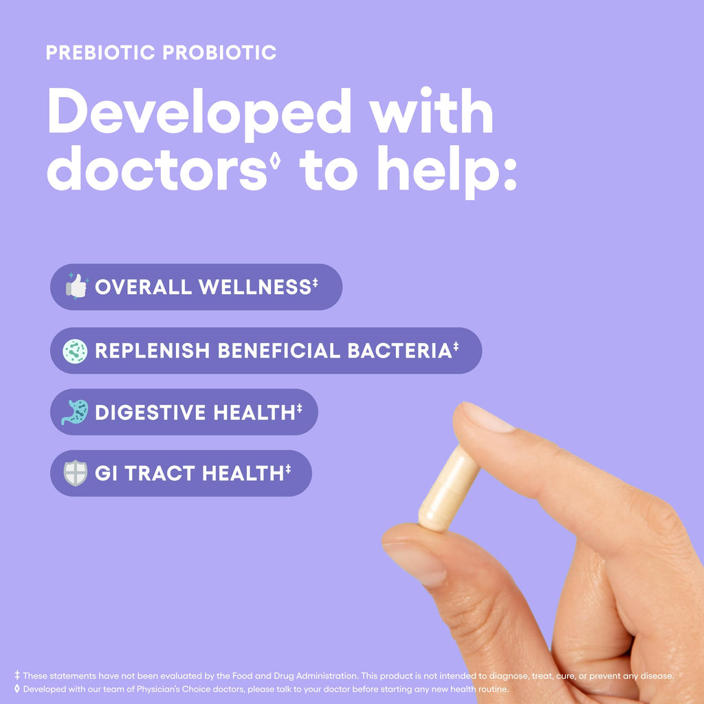 Physician's CHOICE Prebiotic-Probiotic - Multi-Strain Probiotics & Synergistic Prebiotics -Designed for Digestive Health, Supporting Gut Microbiome