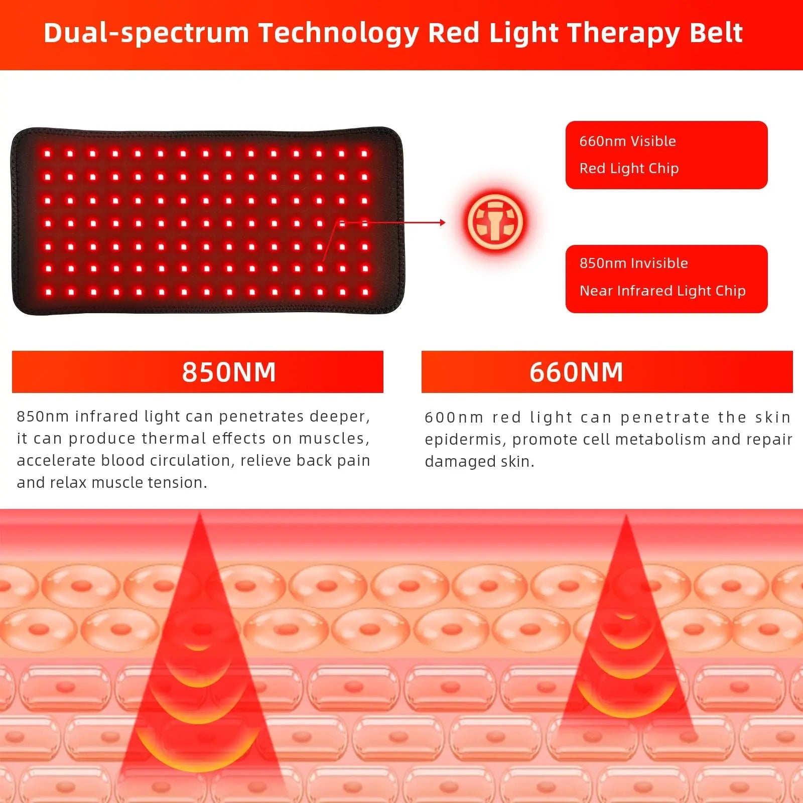 Red Light Therapy Infrared Light Therapy Heating Wrap Belt for Body Back Knee Shoulder Waist Muscle Pain AKYSUN Au supplements