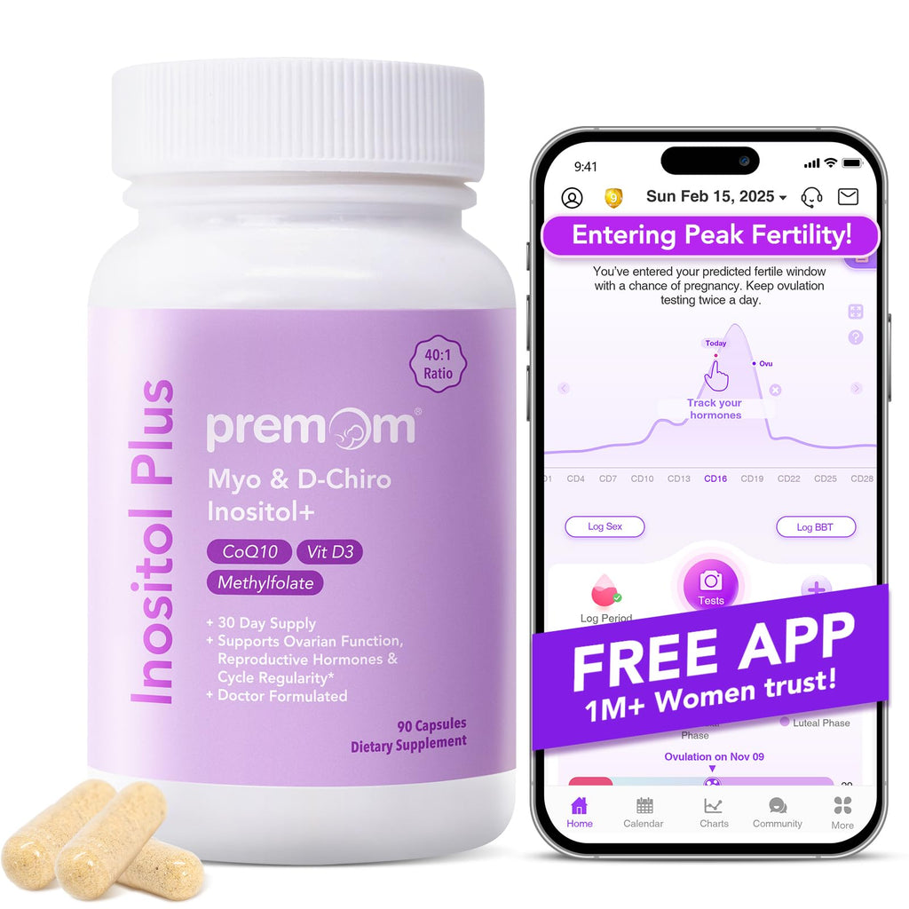 Premom Inositol Plus - 2000mg Myo-Inositol & 50mg D-Chiro Inositol, CoQ10, Folate & Vitamin D3-40:1 Ratio - Supports Hormonal Balance, Ovarian & Reproductive Health - 30 Day Supply Premom Au supplements