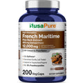 NusaPure French Maritime Pine Bark 30:1 Extract, 400 mg Equivalent to 12,000 mg Per Veggie Caps 200-Day Supply, Bioperine (Non-GMO & Vegan) NusaPure Au supplements