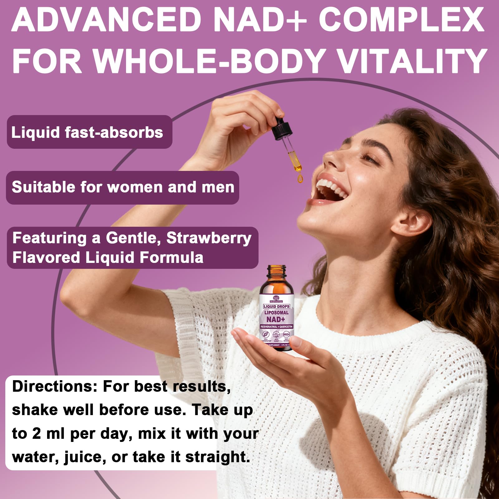 NAD+ Supplements for Men & Women, Extra Strength NMN Alternative Liposomal Nad⁺ Supplement with Resveratrol Quercetin for Cellular Energy & NAD+ Levels, Fast Absorption Liquid NAD Plus丨NON-GMO, 2Fl Oz WellVeraVida Au supplements