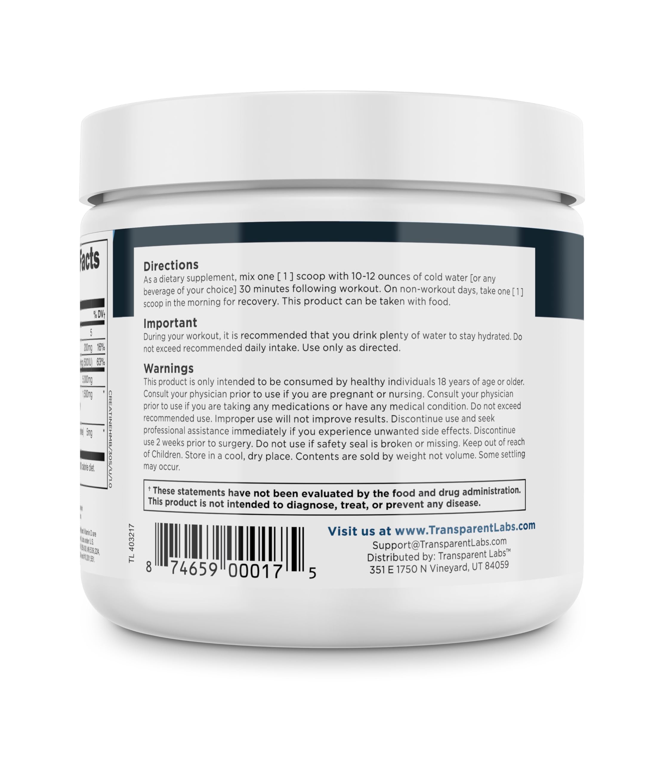 Transparent Labs Creatine HMB - Creatine Monohydrate Powder with HMB for Muscle Growth, Increased Strength, Enhanced Energy Output