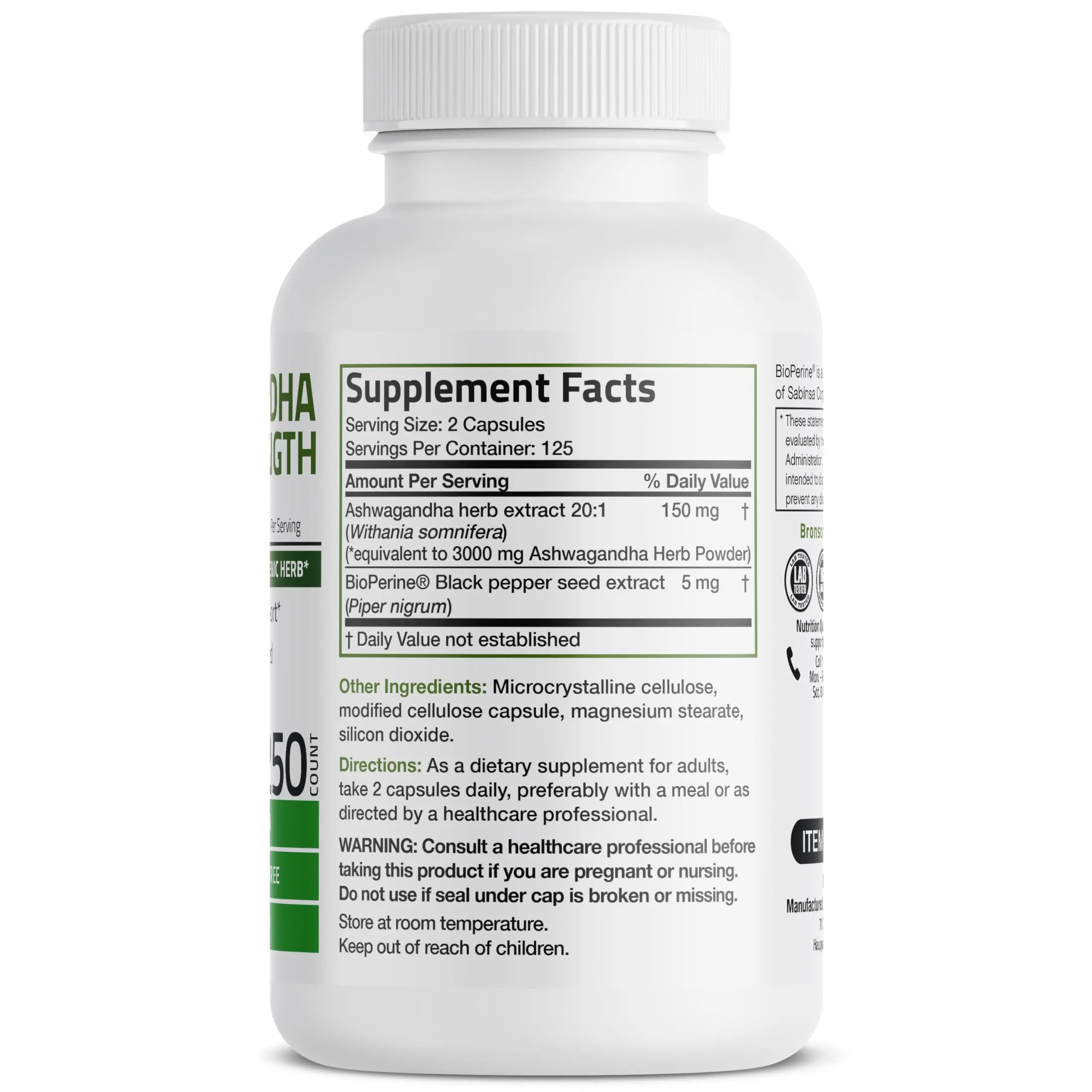Bronson Ashwagandha Extra Strength 3000 mg Stress & Mood Support with BioPerine Bronson Au supplements