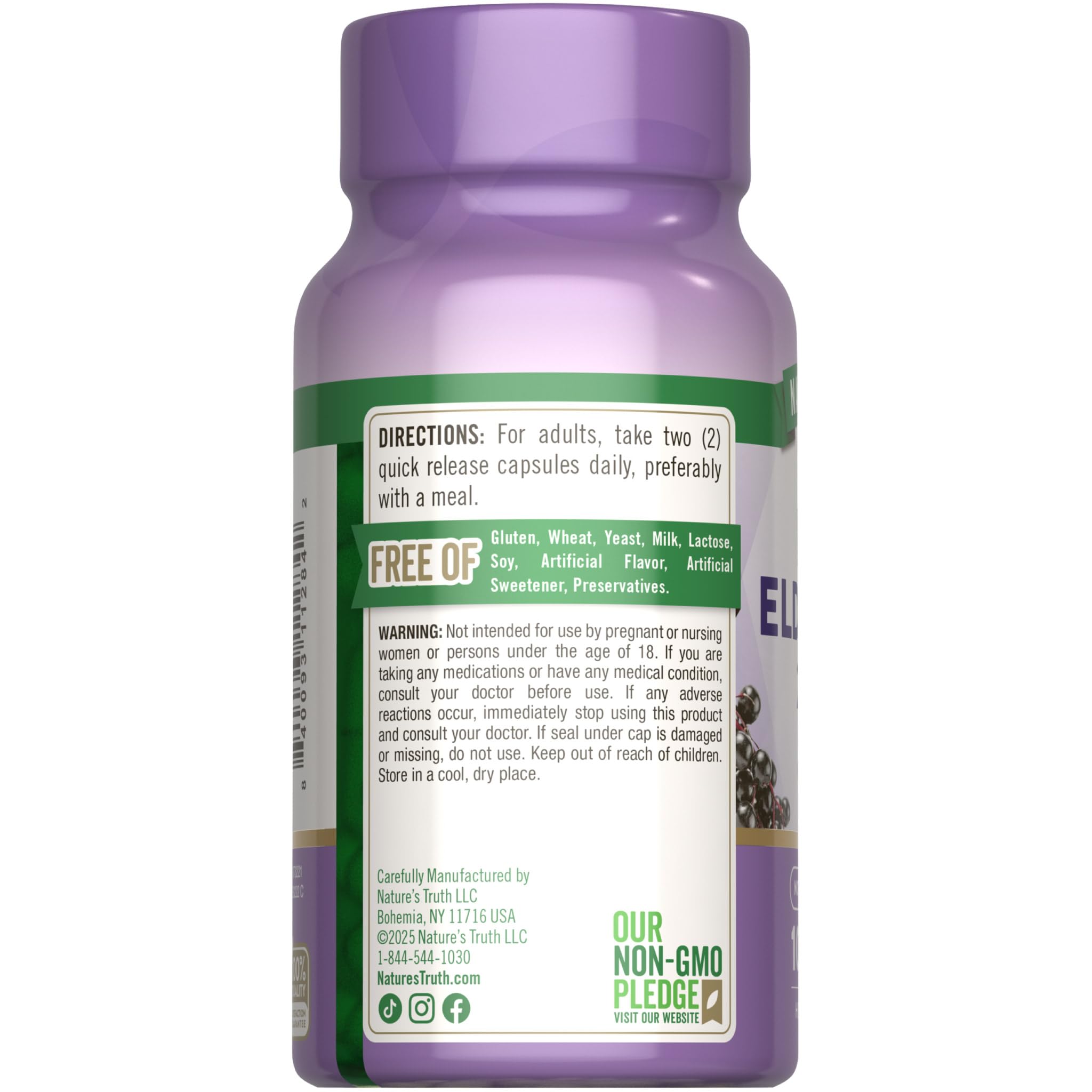 Nature's Truth Black Elderberry Capsules | 100 Count | Super Concentrated Sambucus Extract | Non-GMO and Gluten Free Supplement