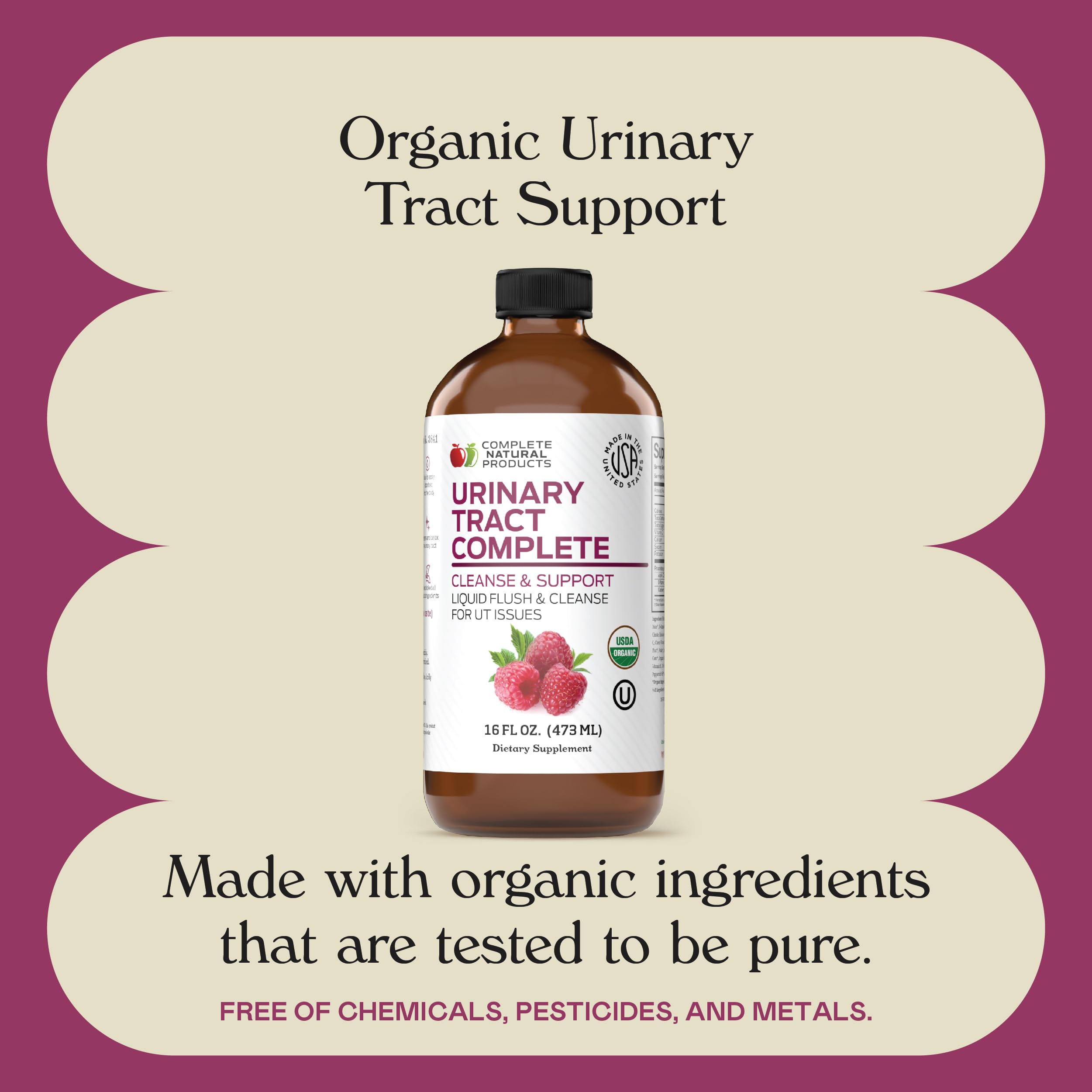 Complete Natural Urinary Tract Complete 8oz - Liquid Supplement for Urinary Tract Health with Organic Cranberry, D-Mannose, Beet Root, Fennel Seed, and Turmeric Complete Natural Products Au supplements