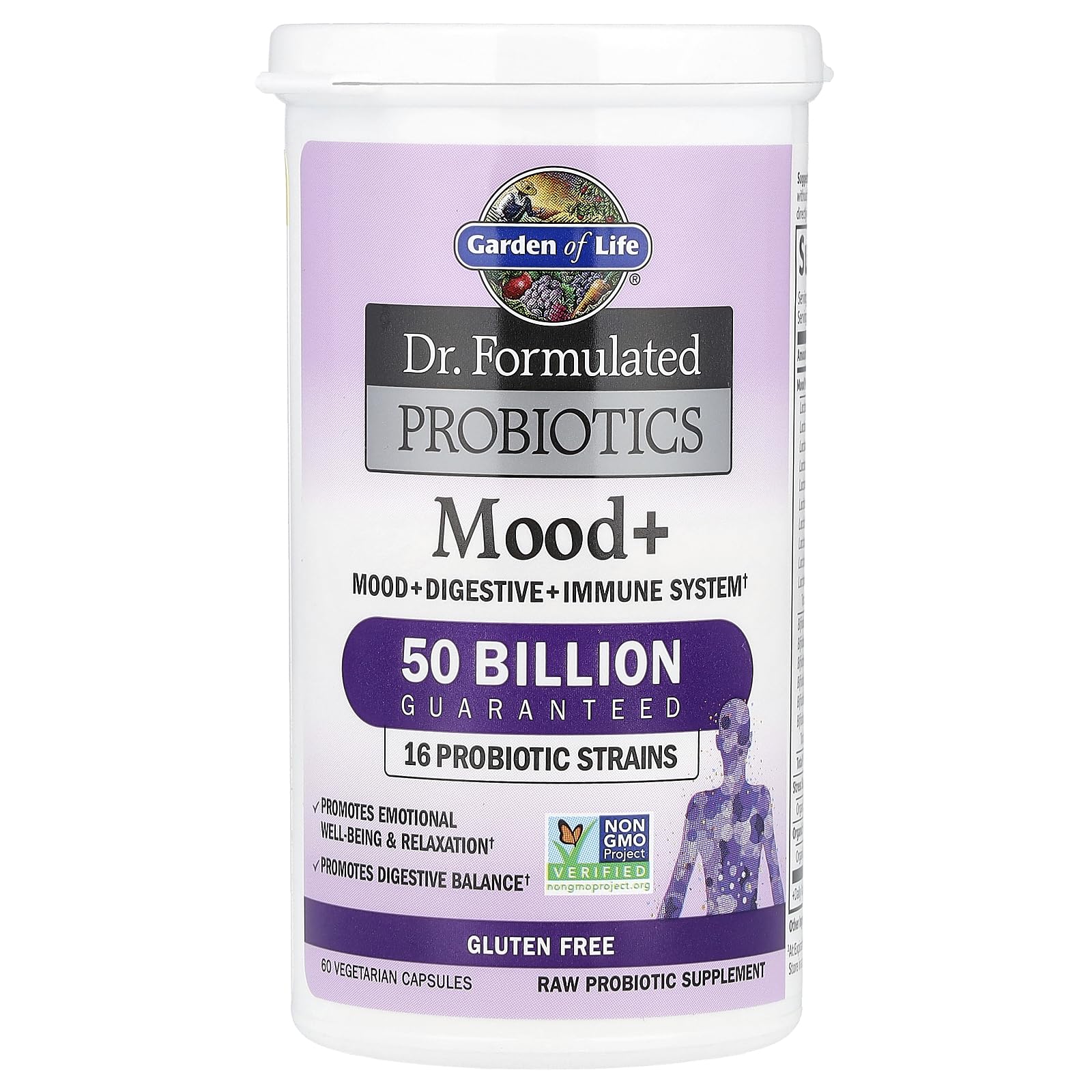 Garden of Life Probiotics Mood+ Dr Formulated Acidophilus Probiotic Supplement - Promotes Emotional Well-Being, Relaxation and Digestive Balance - Ashwagandha for Stress Management, 60 Veggie Caps Garden of Life Au supplements