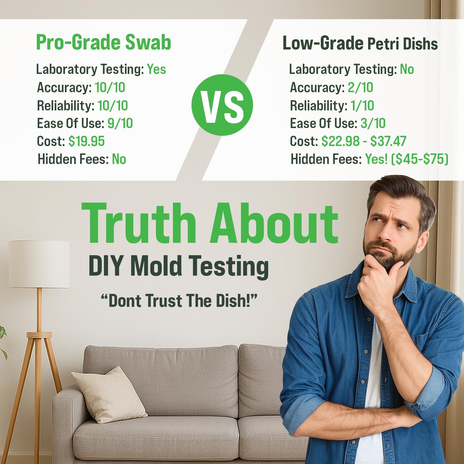 Microbial Mold Test Kit for Home - Indoor Air Quality and Surface Testing - Detects Black Mold, Mildew, and Fungi - Air and Surface Mold Detection Kit with Lab Analysis Included MICROBIAL MAINTENANCE Au supplements