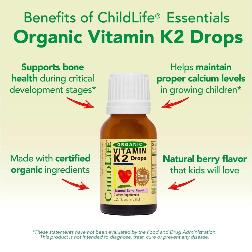 CHILDLIFE Essentials Organic Vitamin K2 Drops - Infant Toddler Baby Vitamin K, K2 Supplement, Vitamin K2 MK7, Liquid K2, Vitamin K Drops CHILDLIFE ESSENTIALS Au supplements
