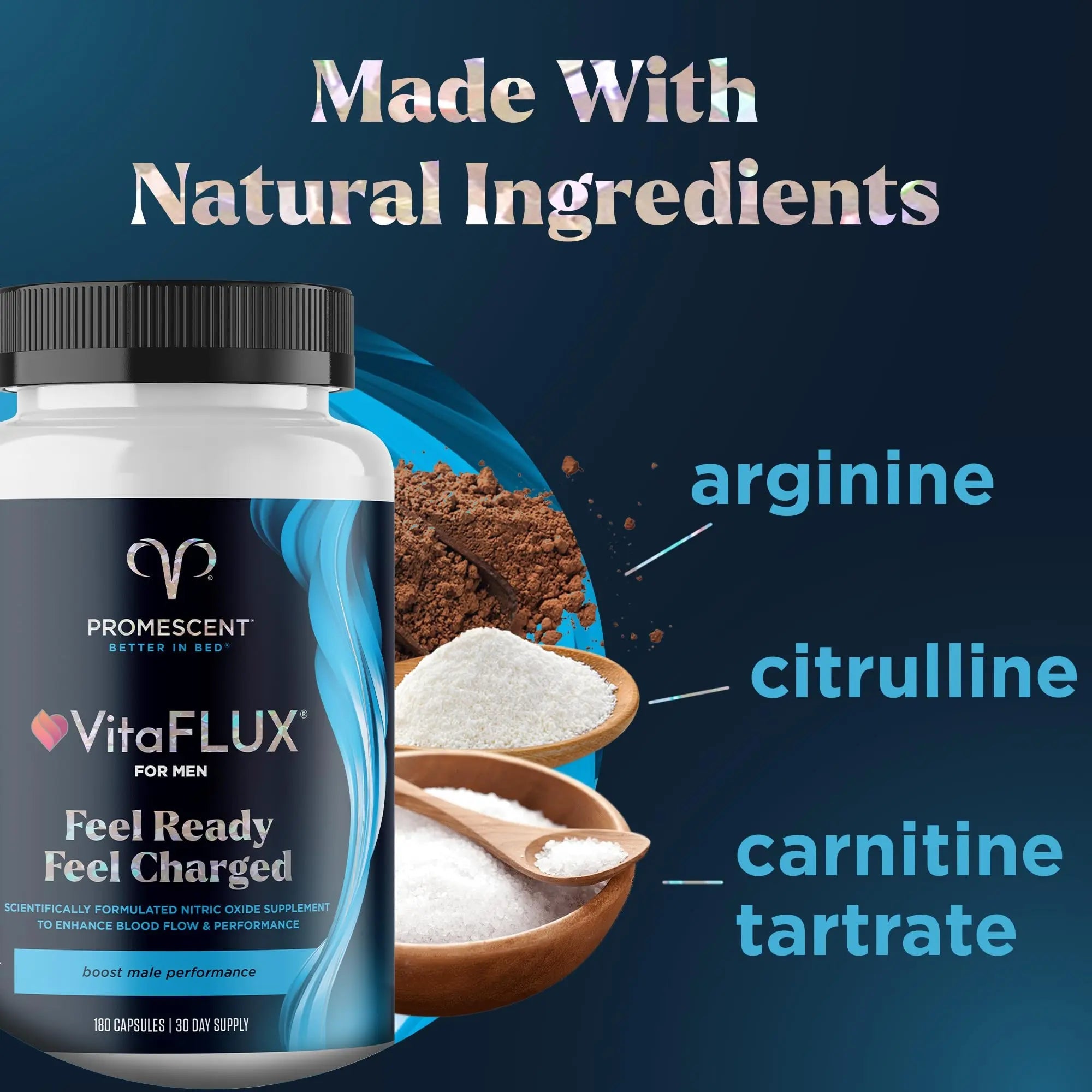 VitaFLUX Triple Power Nitric Oxide Supplement for Male Performance + VitaFLUX Women's Promescent Au supplements