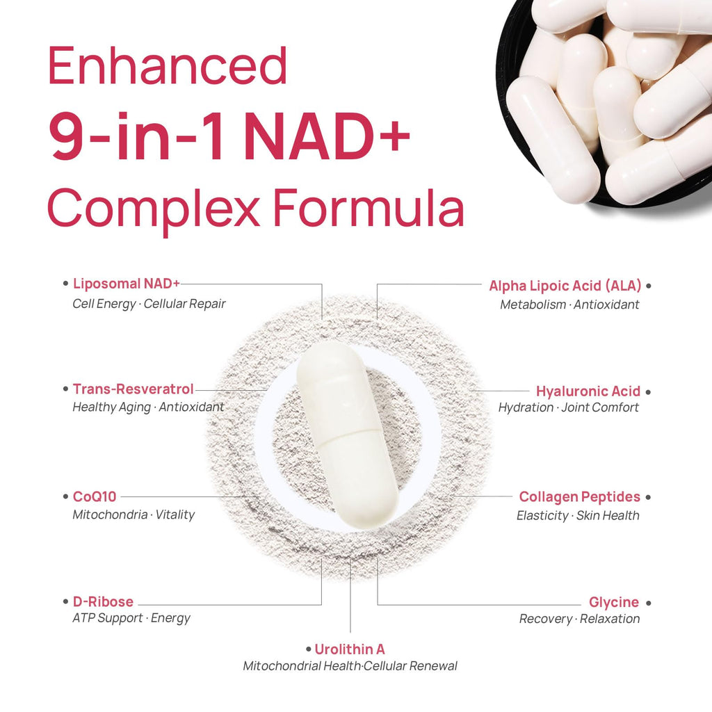 NAD+ Supplement for Women - NMN Alternative with β-NAD+, Trans-Resveratrol, CoQ10, D-Ribose - Promotes Cellular Renewal, Energy, and Radiant Skin Health - 60 Capsules Advanced Selerb Au supplements