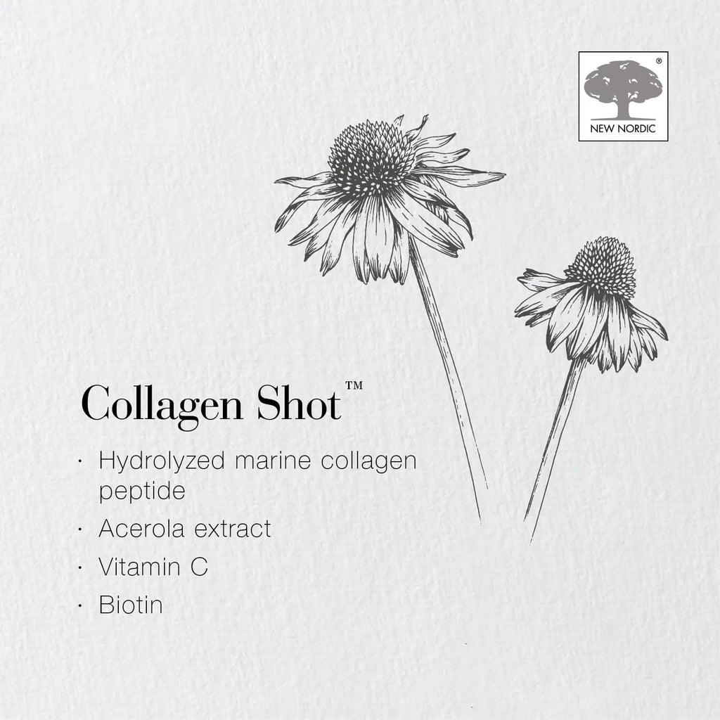 New Nordic Collagen Shot High-Absorbency Premium Liquid Daily Sachets - 15x Hydrolysed Shots - Freshwater Marine Collagen New Nordic Ltd Au supplements