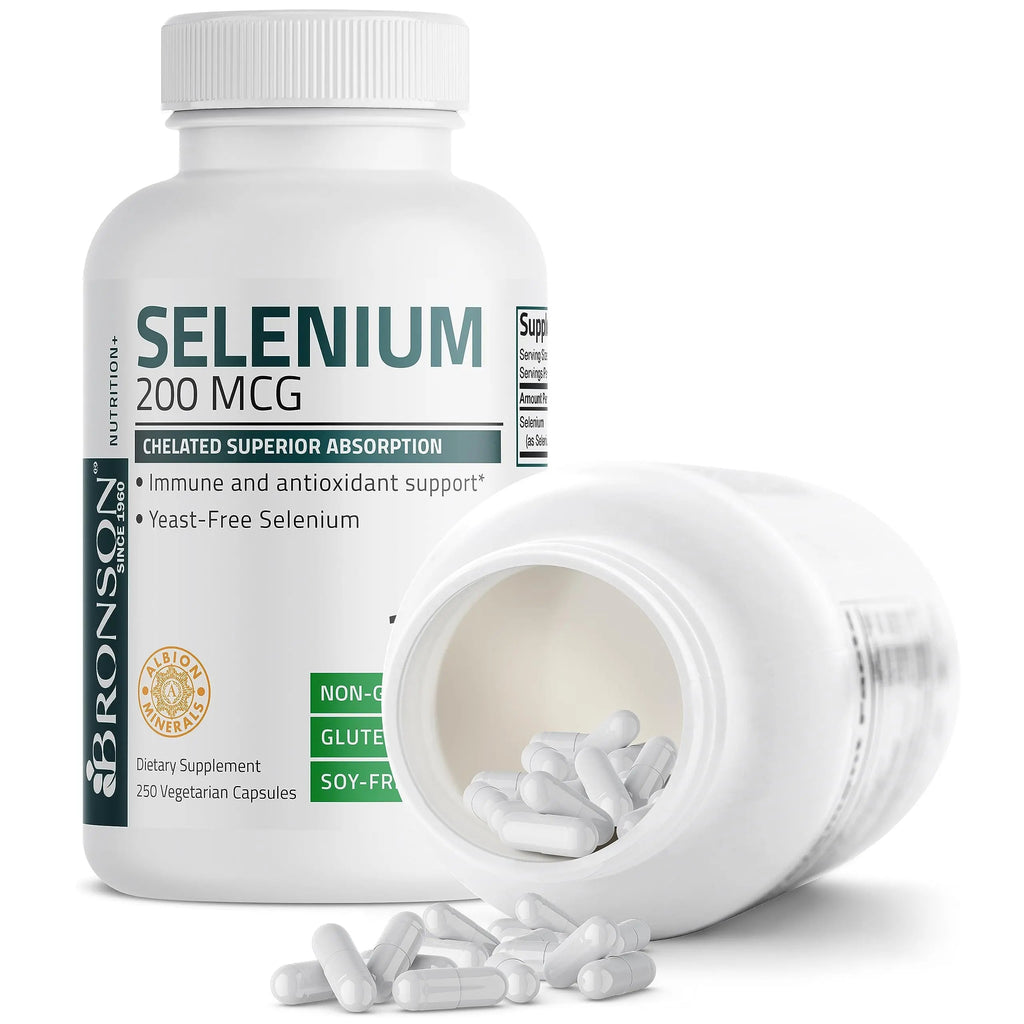 Bronson Selenium 200 mcg – Yeast Free Chelated Amino Acid Complex - Essential Trace Mineral with Superior Absorption Bronson Au supplements
