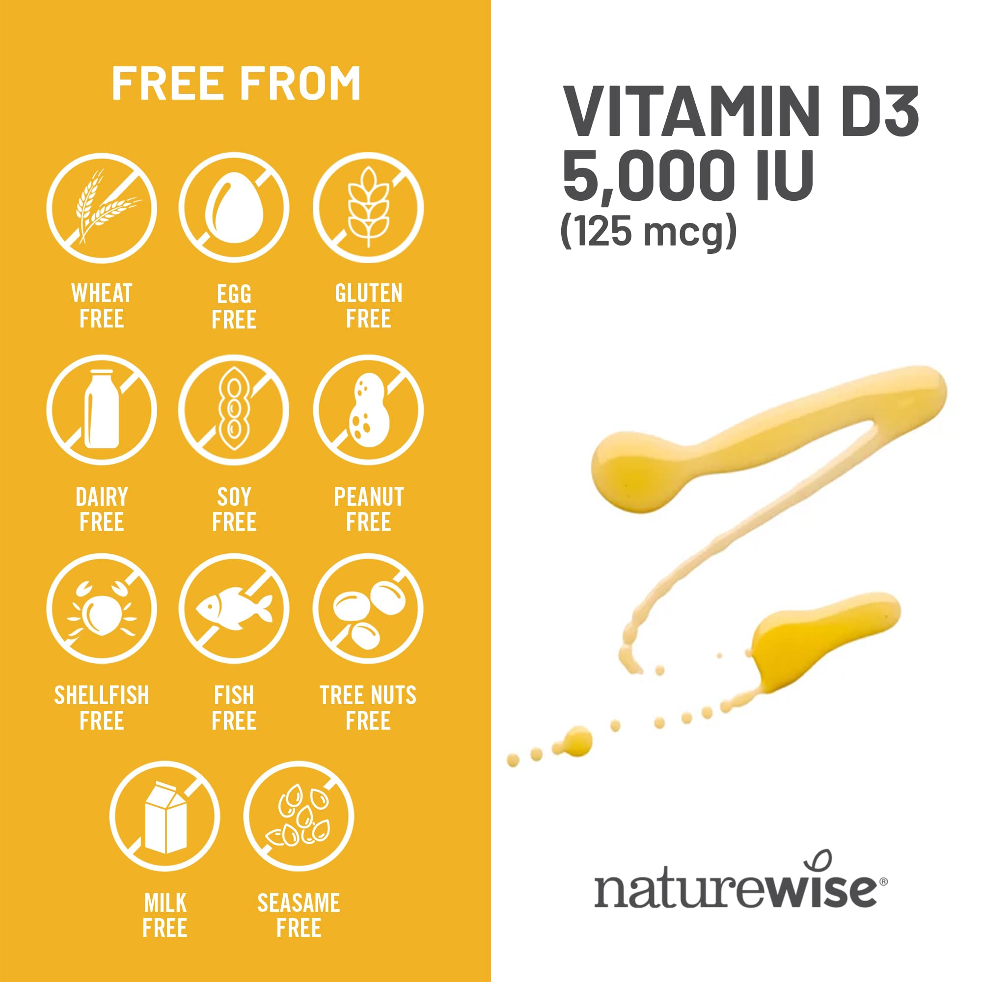 NatureWise Vitamin D3 5000iu (125 mcg) 1 Year Supply for Immune Support, Healthy Muscle Function, and Bone Health - Non-GMO