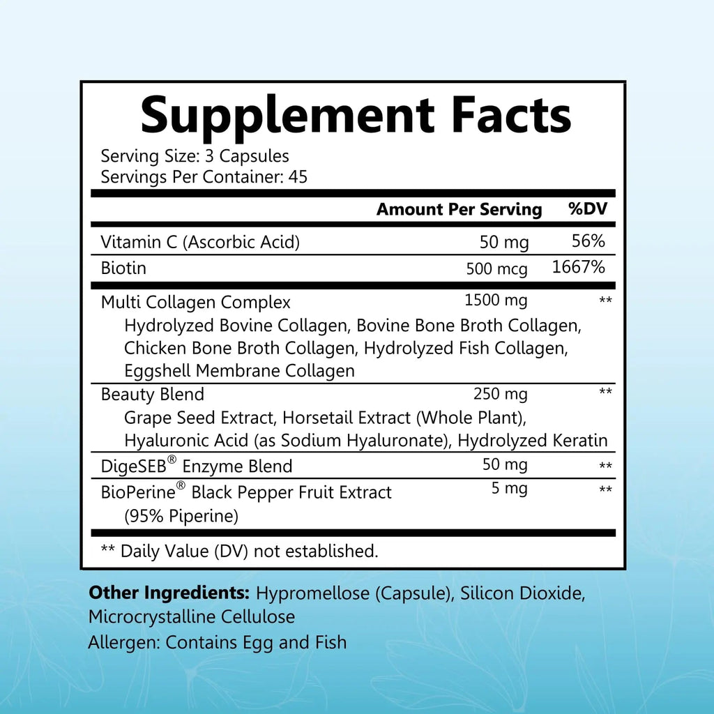 Multi Collagen Pills for Women (Types I II III V X) with Vitamin C Hyaluronic Acid Biotin BioSchwartz Au supplements