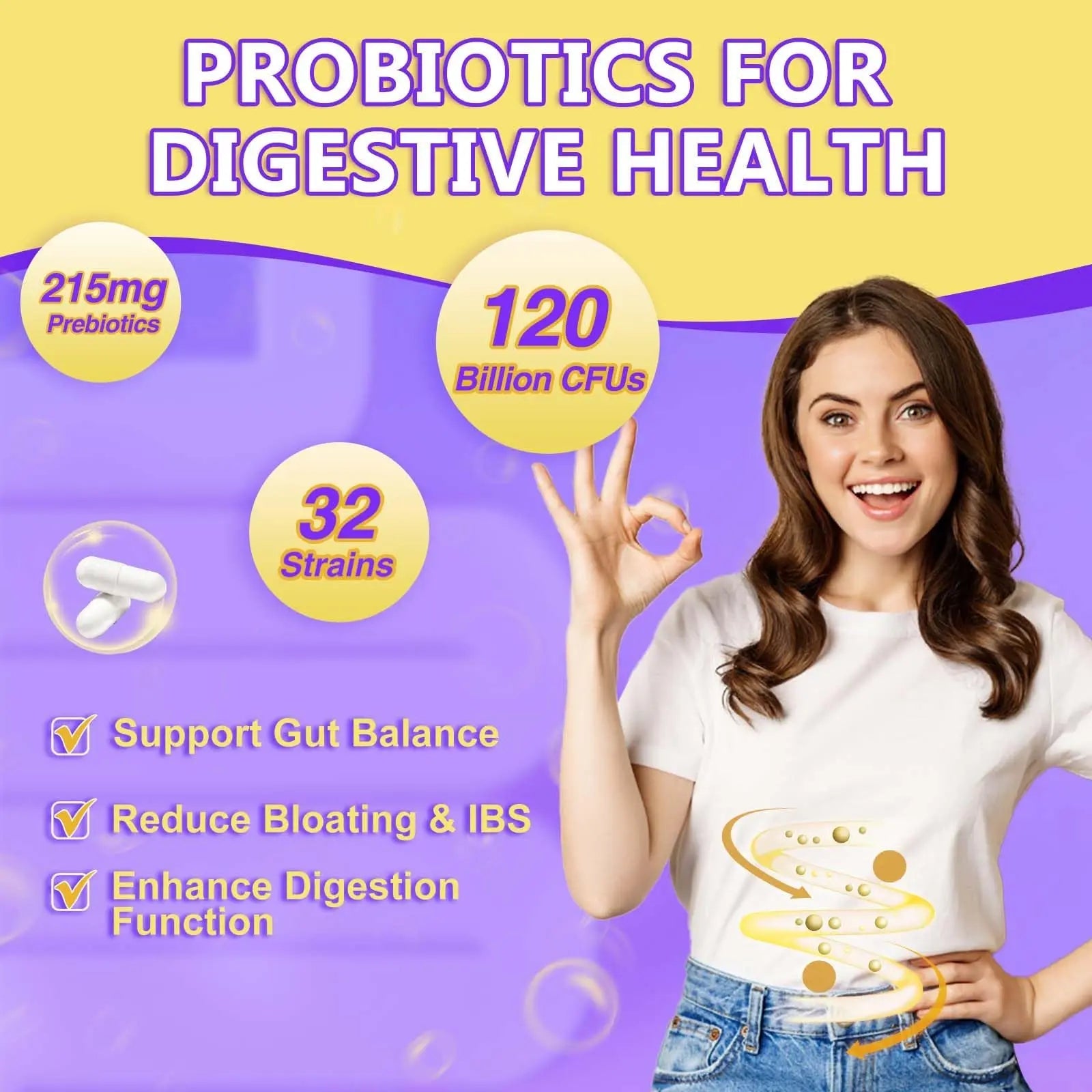 Probiotics for Women & Men Digestive Health，120 Billion CFUs, Prebiotics and Probiotics DRFOSTER Au supplements