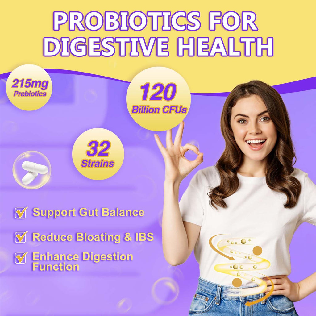 Probiotics for Women & Men Digestive Health，120 Billion CFUs, Prebiotics and Probiotics for Gut Health, D3, Zinc & Immune Support Herbs, Detox Cleanse, 45 Day - 3 Month Supply DRFOSTER Au supplements